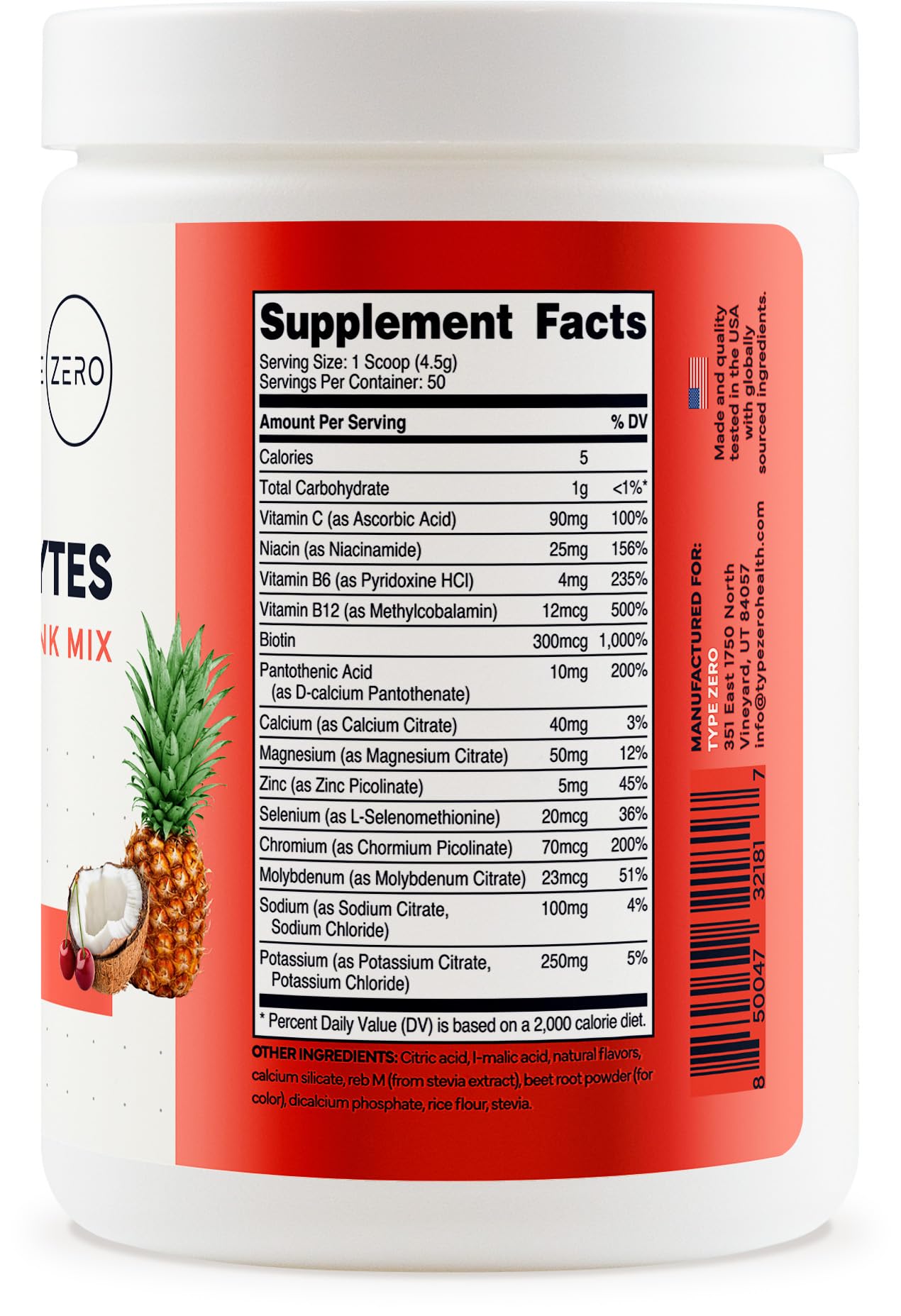 Type Zero Clean Electrolytes Hydration Powder Drink Mix + 14 Essential Vitamins & Minerals - Sugar Free, Zero Artificial Ingredients - Fruit Punch, 50 Servings Type Zero buy supplements canada