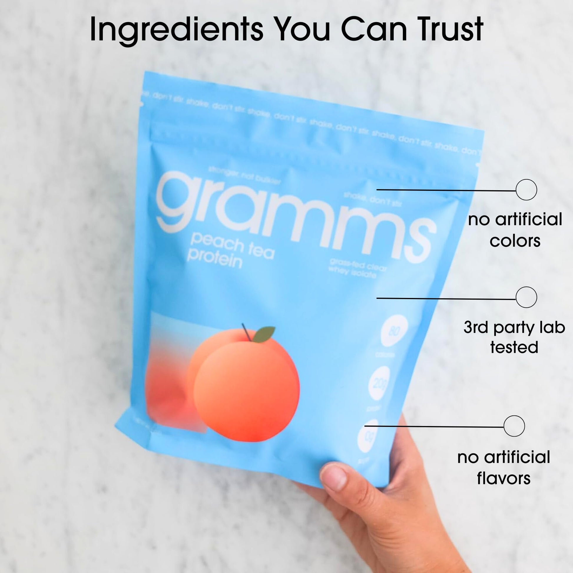 GRAMMS Clear Protein Powder Packets 20G Protein for Women & Men | Lactose Free, Grass-Fed Whey Isolate, Gluten Free, Zero Sugar, Gut Friendly, Non-Bloating GRAMMS buy supplements canada