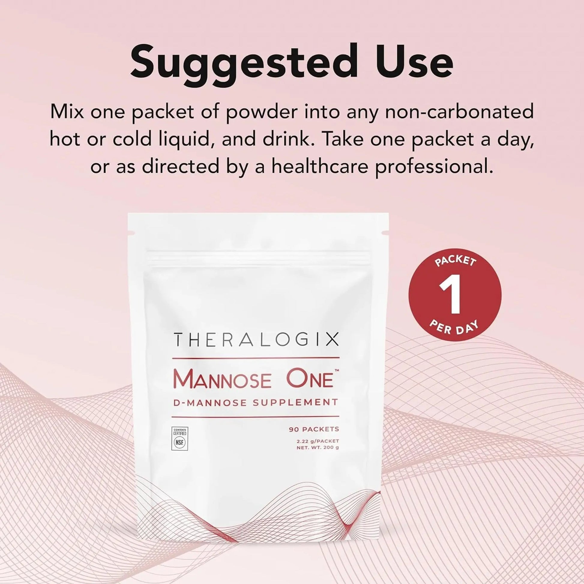 Theralogix Mannose One D-Mannose Powder - 90-Day Supply - Supports Urinary Tract Health with 2,000 mg D-Mannose* - NSF Certified - 90 Packets Theralogix buy supplements canada