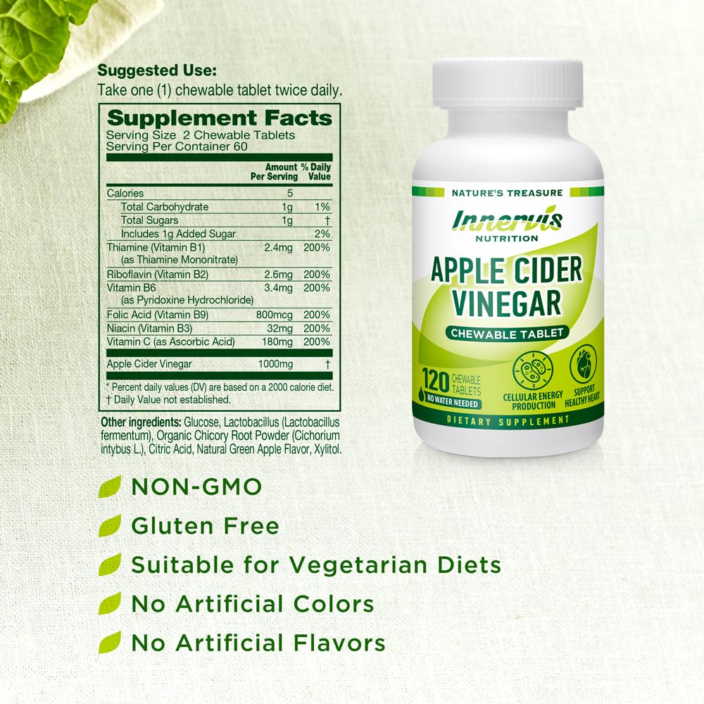 INNERVISNUTRITION Apple Cider Vinegar 120 Chewable Tablets Healthy Heart Immune INNERVISNUTRITION buy supplements canada