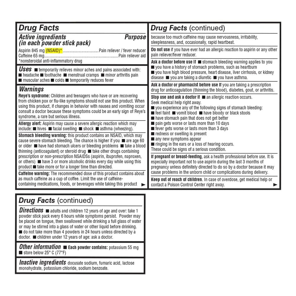 Quality Choice Fast Pain Relief Powder, Contains 50 Powder Packets for Rapid Pain Relief. Contains Aspirin & Caffiene Quality Choice buy supplements canada
