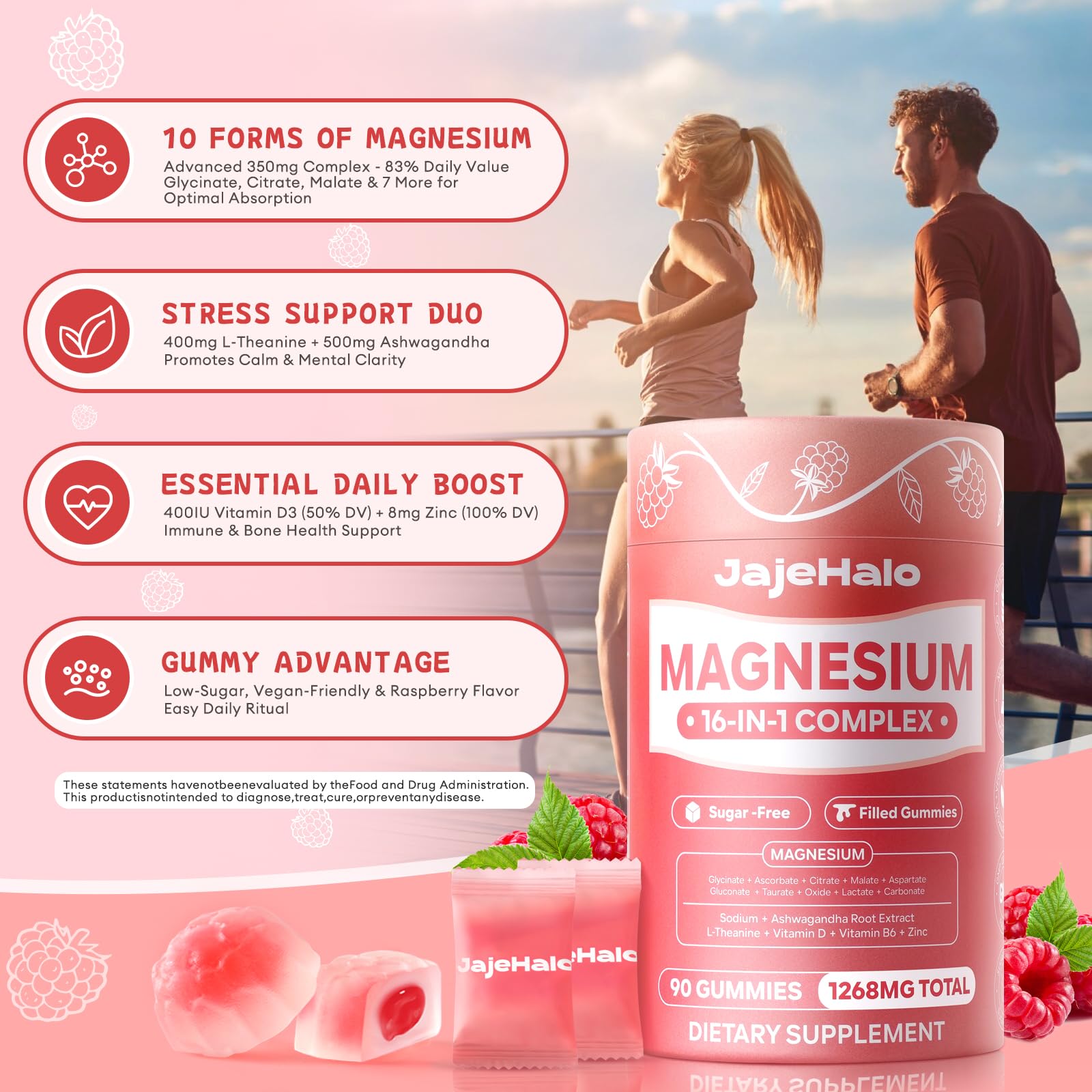 Magnesium Complex for Women Calm Magnesium Glycinate Gummies 400mg Individually Wrapped 16 in 1 90 Sugar-Free L-Threonate,Ashwagandha Root Extract,Vitamin B6,D3,Magnesium Supplement Jajehalo buy supplements canada