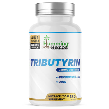 Humming Herbs Tributyrin Complex — 850 mg per Serving (95% Pure, yielding 731 mg Butyrate) with L-Glutamine, Zinc L-Carnosine, FOS & Probiotic Blend (180) Humming Herbs buy supplements canada