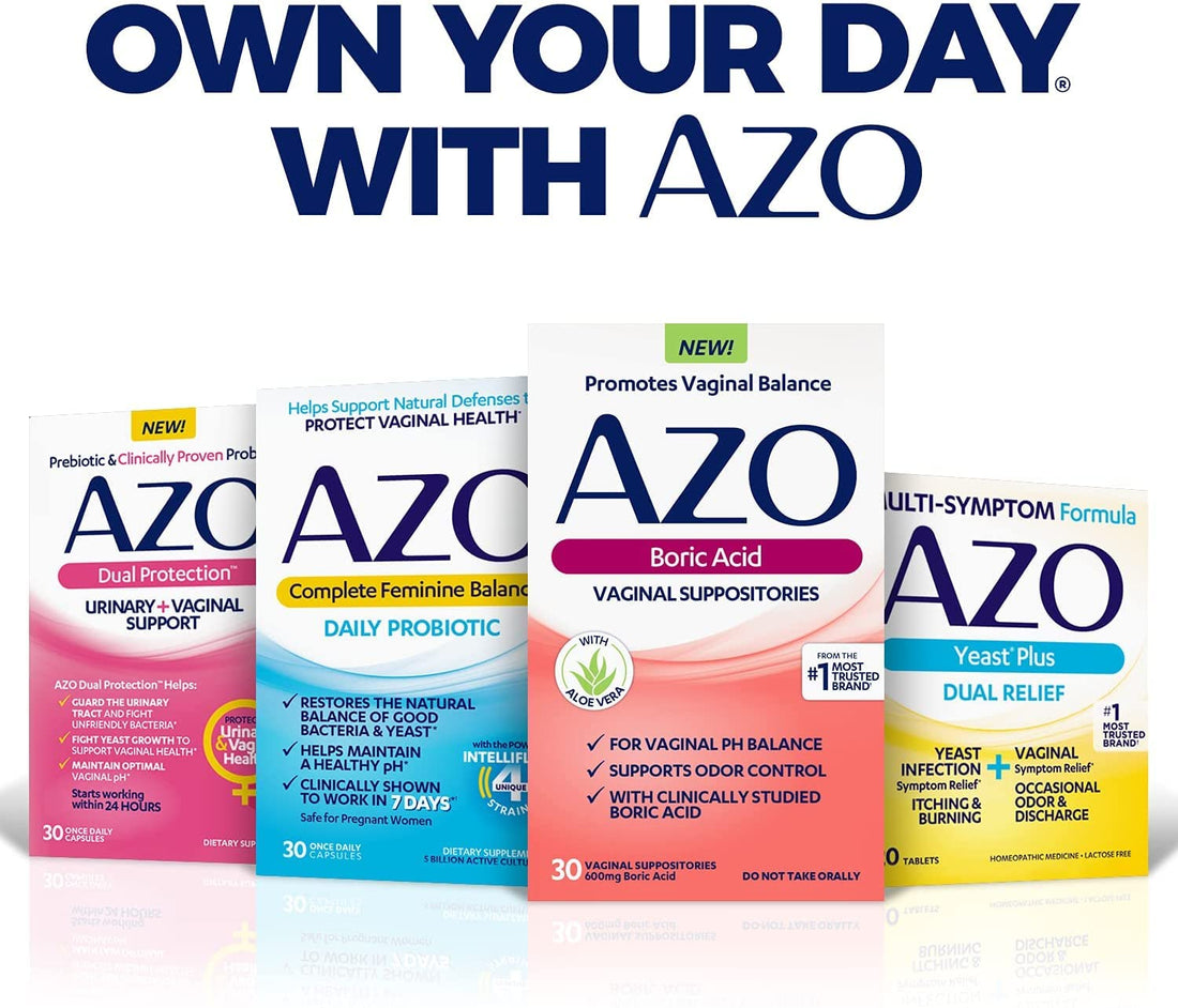 AZO Boric Acid Vaginal Suppositories, 30 Count + AZO Dual Protection, 30 Count, Urinary + Vaginal Support* AZO buy supplements canada