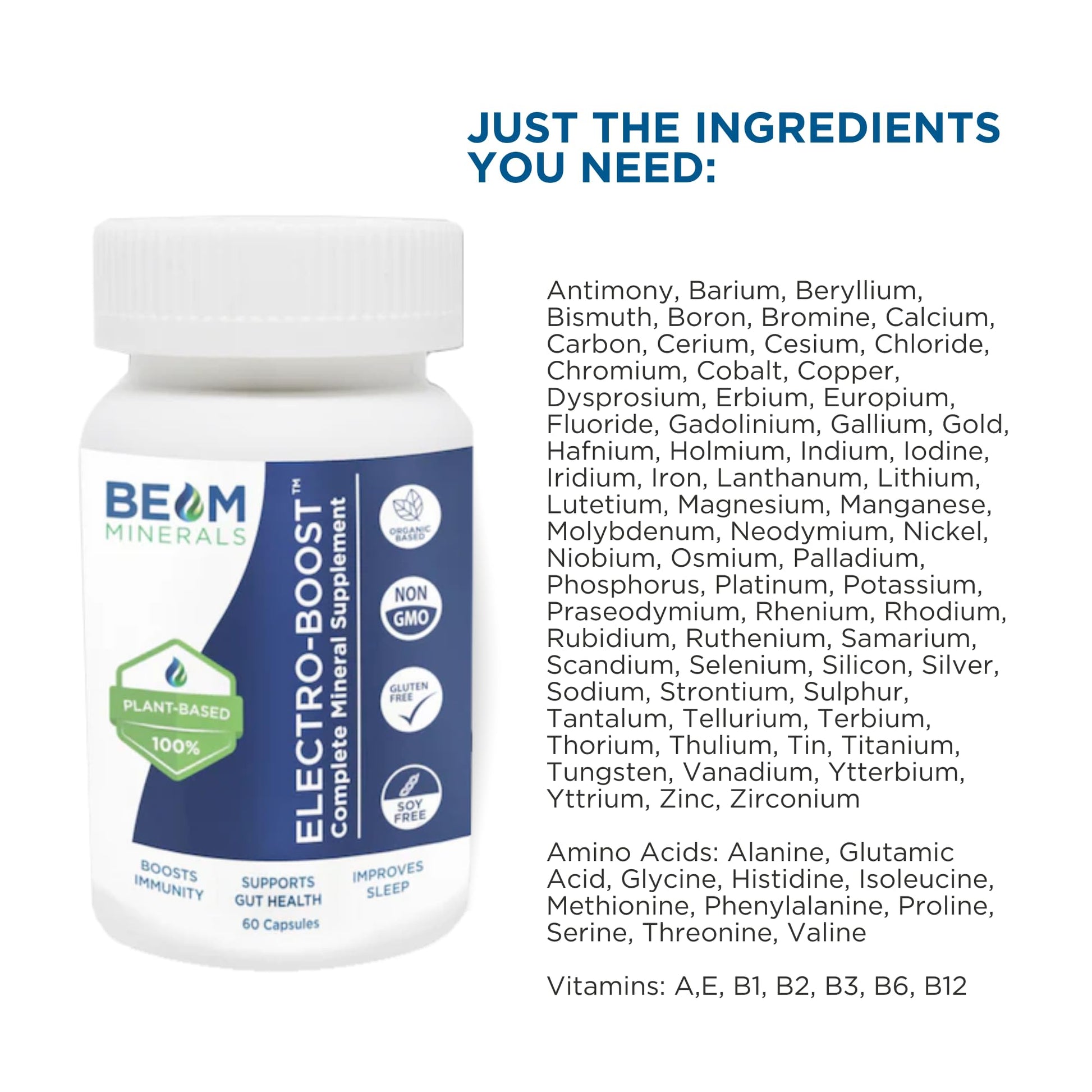 Beam Minerals Complete Multi-Mineral Capsules | Electro-Boost Plant-Based Electrolytes and Micronutrients for Men and Women | Help to Boost Immunity, Support Gut Health BEAM MINERALS buy supplements canada