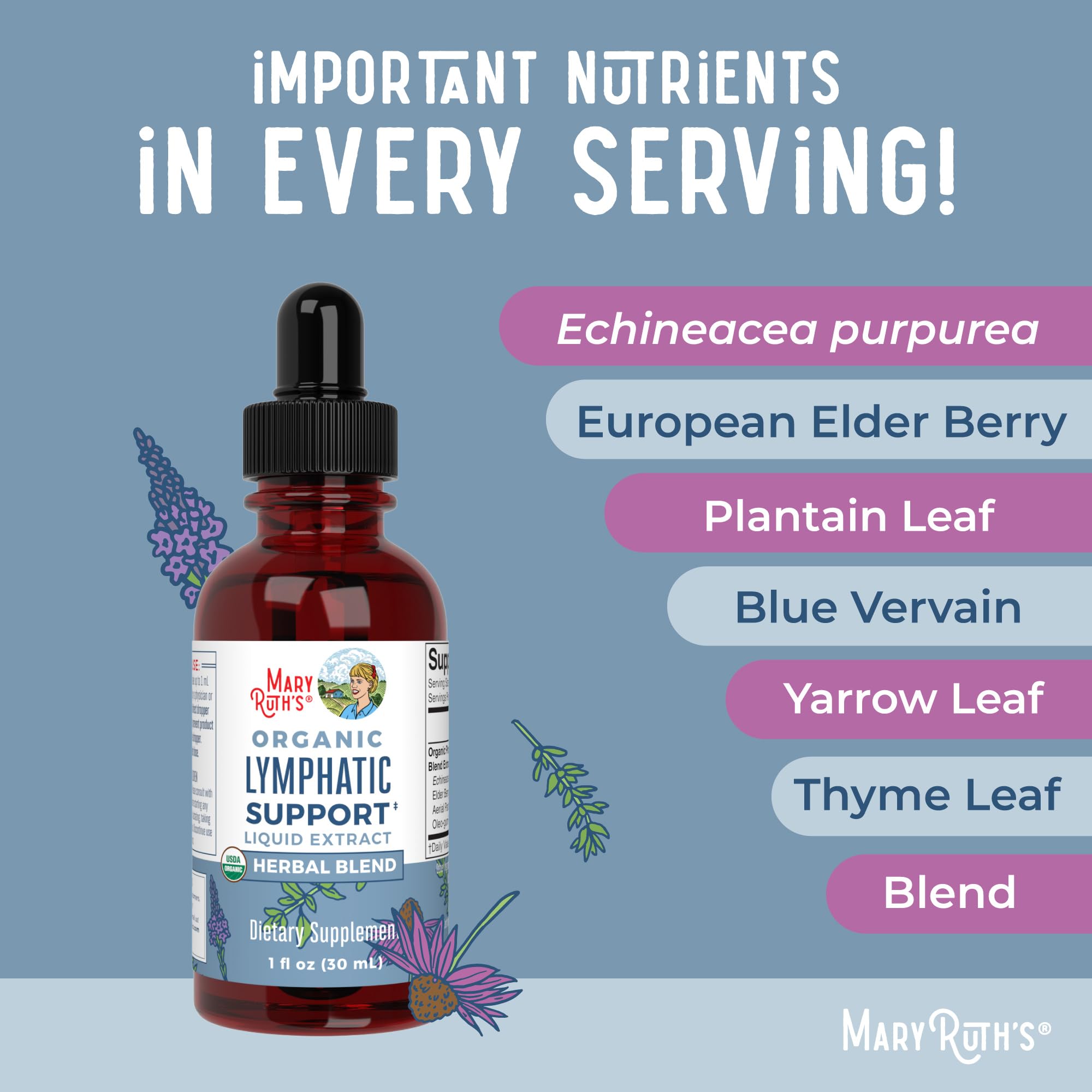 Lymphatic Support Drops by MaryRuth's | USDA Organic Lymphatic Cleanse Immune Support Supplement| Lymphatic Support with Echinacea & Elderberry | Blue Vervain | Vegan | Non-GMO | 30 Servings MARYRUTH'S buy supplements canada