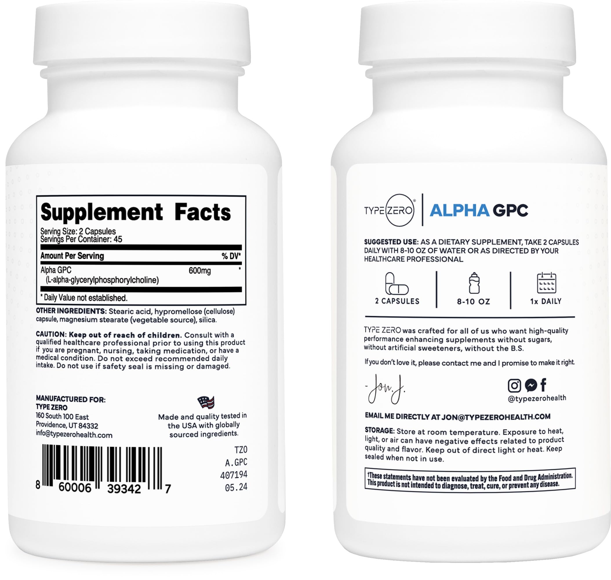 Type Zero Ultra Clean Alpha GPC Choline Supplement (600mg | 90 Capsules) Soy Free, Non-GMO Nootropics Alpha GPC 600mg / 300mg; Alpha-GPC Brain Memory and Focus Supplements Type Zero buy supplements canada