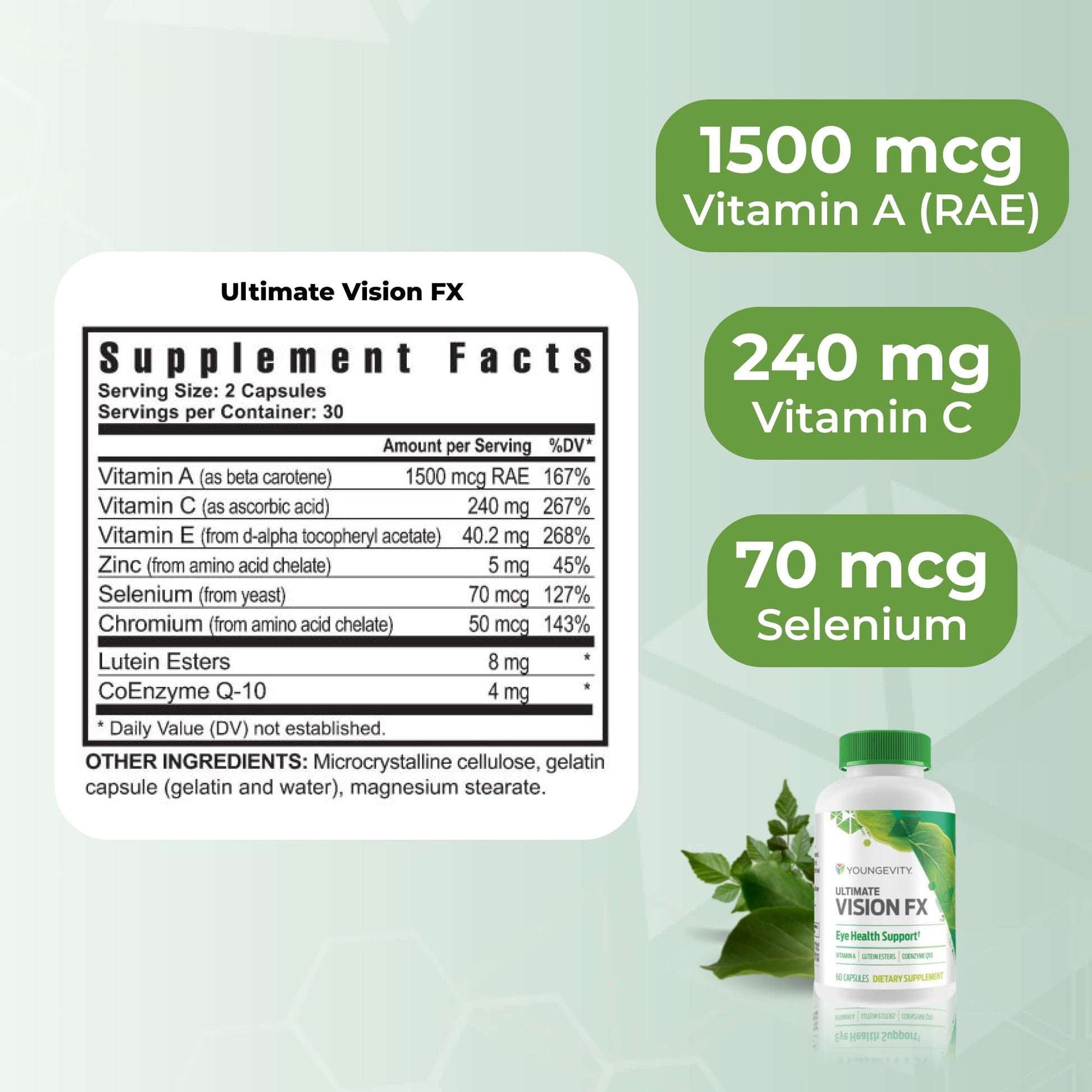 Youngevity Ultimate Vision FX™ - Eye Vitamin & Mineral Supplement Blend - Lutein, CoQ10, Vitamins A, C, E, Zinc, Chromium, Selenium for Eye Health (60 Capsules) Youngevity buy supplements canada