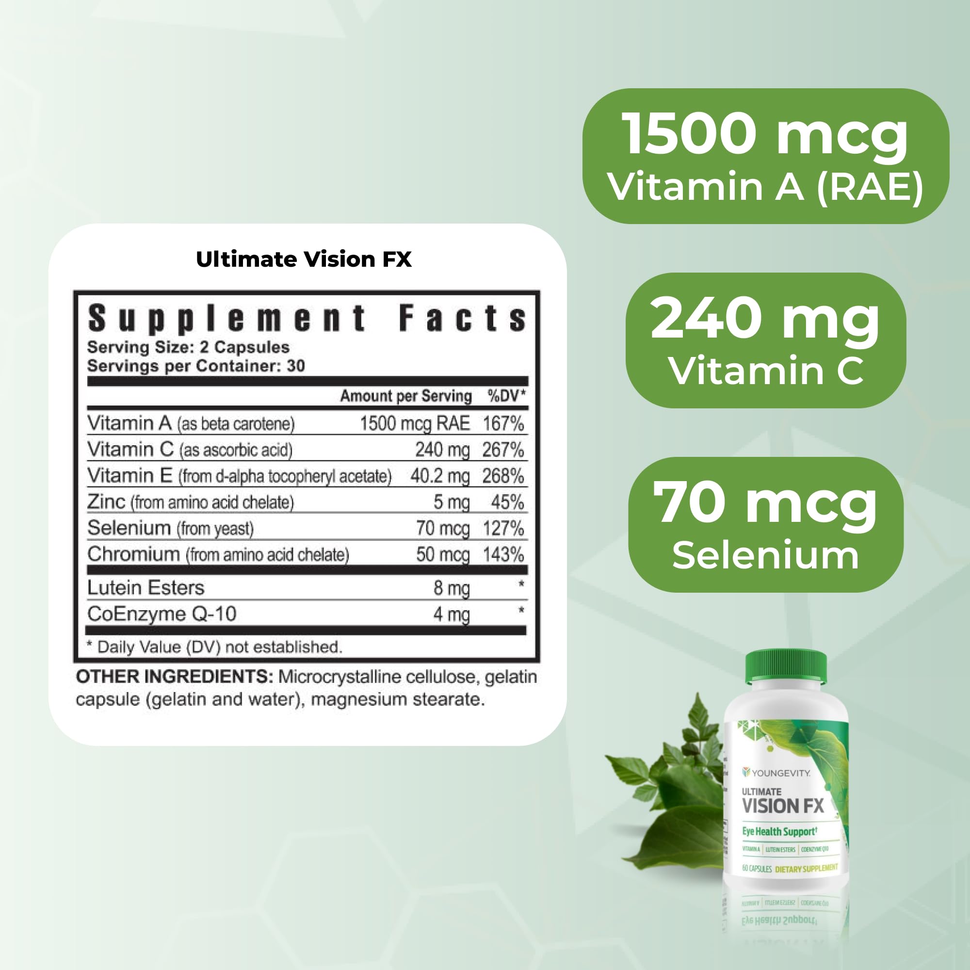 Youngevity Ultimate Vision FX™ - Eye Vitamin & Mineral Supplement Blend - Lutein, CoQ10, Vitamins A, C, E, Zinc, Chromium, Selenium for Eye Health (60 Capsules) Youngevity buy supplements canada
