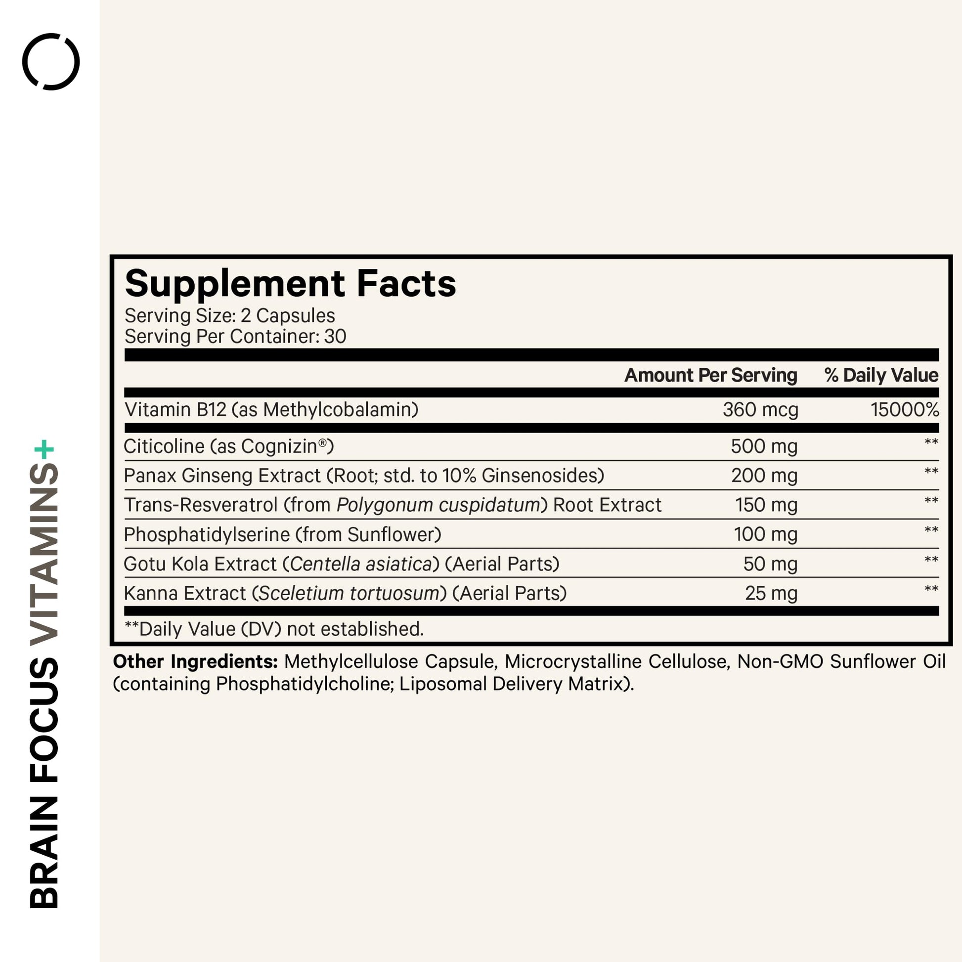 Codeage Brain Focus Vitamins+ Nootropic Supplement with Citicoline as Cognizin, Panax Ginseng, Resveratrol, Gotu Kola, Vitamin B12 Methylcobalamin - Liposomal Delivery - Non-GMO - 60 Capsules Codeage buy supplements canada