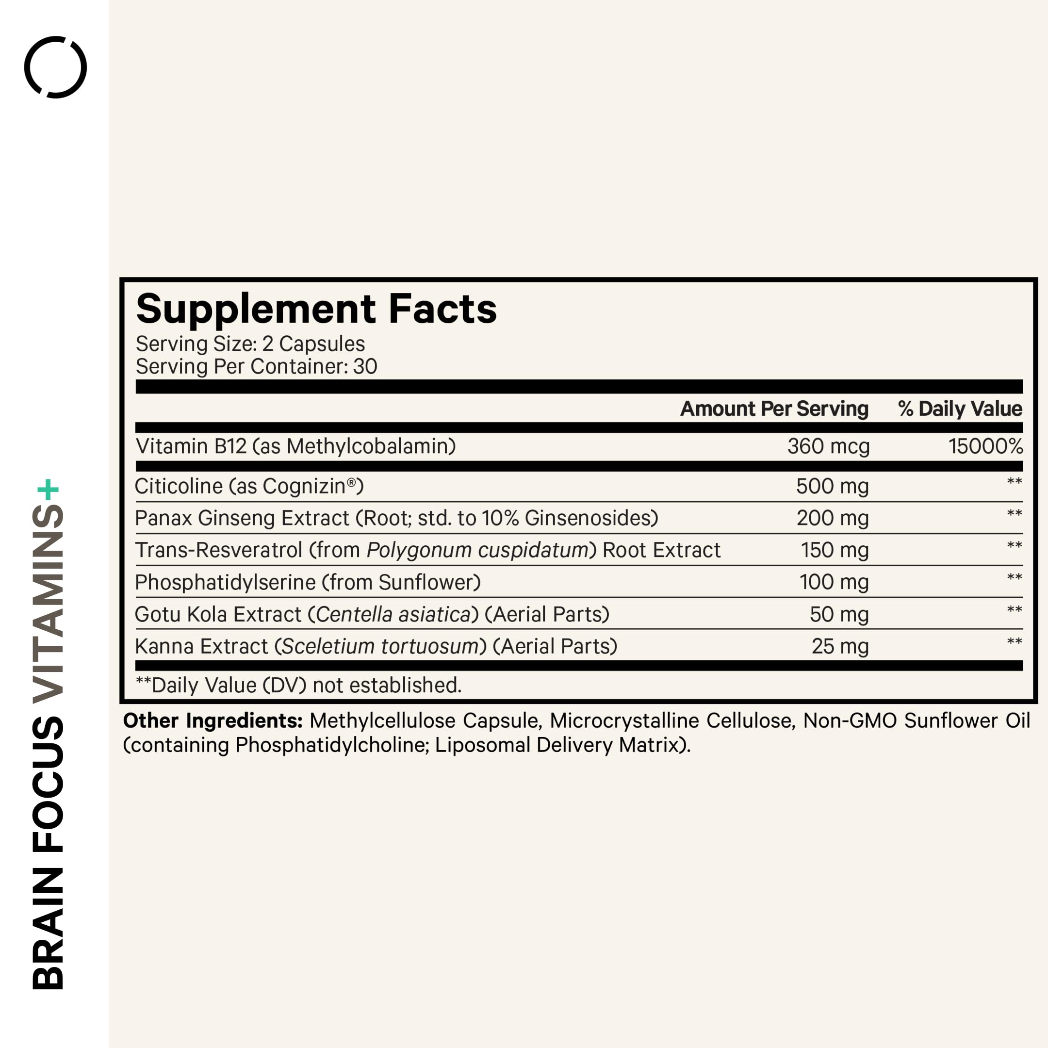 Codeage Brain Focus Vitamins+ Nootropic Supplement with Citicoline as Cognizin, Panax Ginseng, Resveratrol, Gotu Kola, Vitamin B12 Methylcobalamin - Liposomal Delivery - Non-GMO - 60 Capsules Codeage buy supplements canada