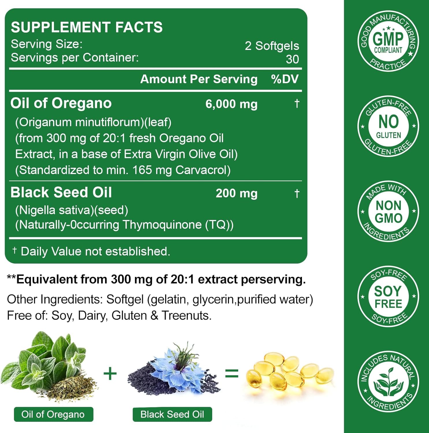 Nature's live Oil of Oregano with Black Seed Oil, 2 in 1 Oregano Supplement for Immune Health, Retains High Concentrated Carvacrol & Thymoquinone Nature's live buy supplements canada
