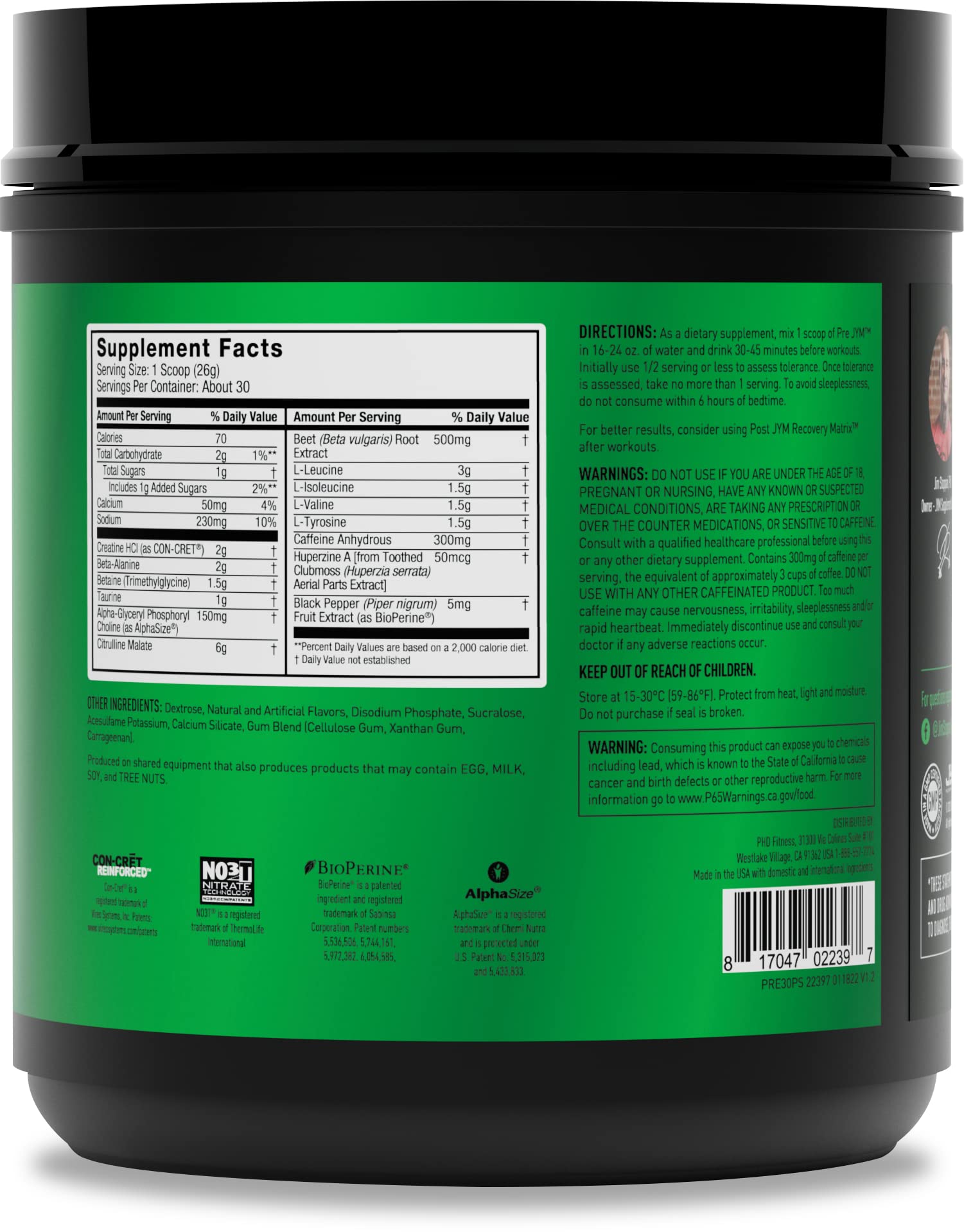 PRE JYM 30 Servings - Pineapple Strawberry JYM Supplement Science buy supplements canada