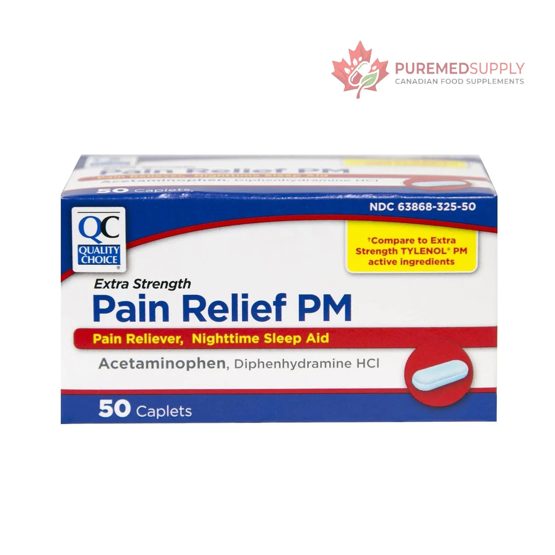 Quality Choice Extra Strength Pain Relief PM, Pain Reliever and Nighttime Sleep Aid, Acetaminophen 500 mg & Diphenhydramine HCI 25 mg (Sleep Aid), 50 Count Package of Caplets Quality Choice buy supplements canada