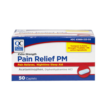 Quality Choice Extra Strength Pain Relief PM, Pain Reliever and Nighttime Sleep Aid, Acetaminophen 500 mg & Diphenhydramine HCI 25 mg (Sleep Aid), 50 Count Package of Caplets Quality Choice buy supplements canada