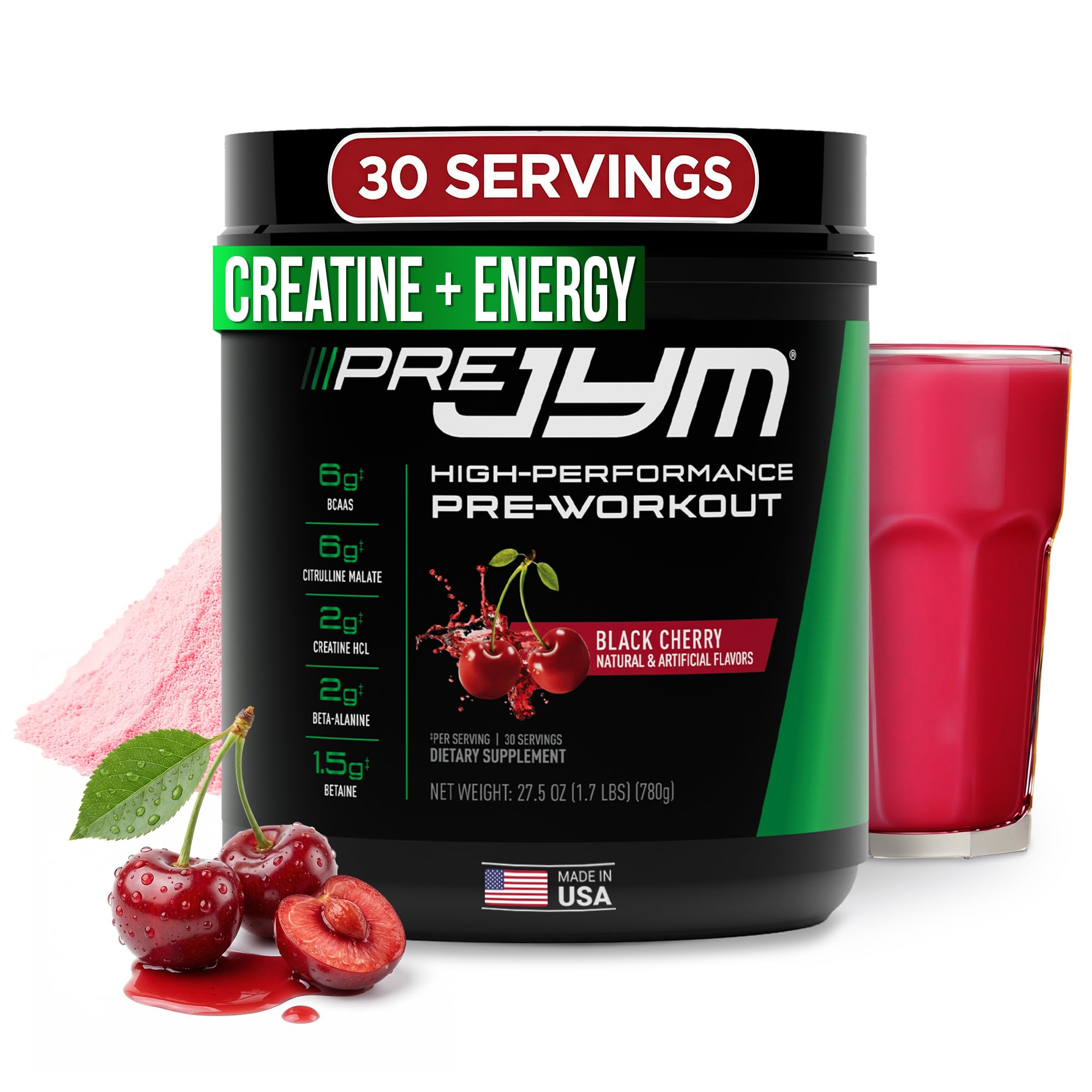 JYM Supplement Science Pre JYM Black Cherry Pre Workout Powder for Men & Women, BCAAs, Nootropics, Creatine HCI, Citrulline, Beta-Alanine, Betaine, Taurine, Huperzine, 30 Servings JYM Supplement Science buy supplements canada