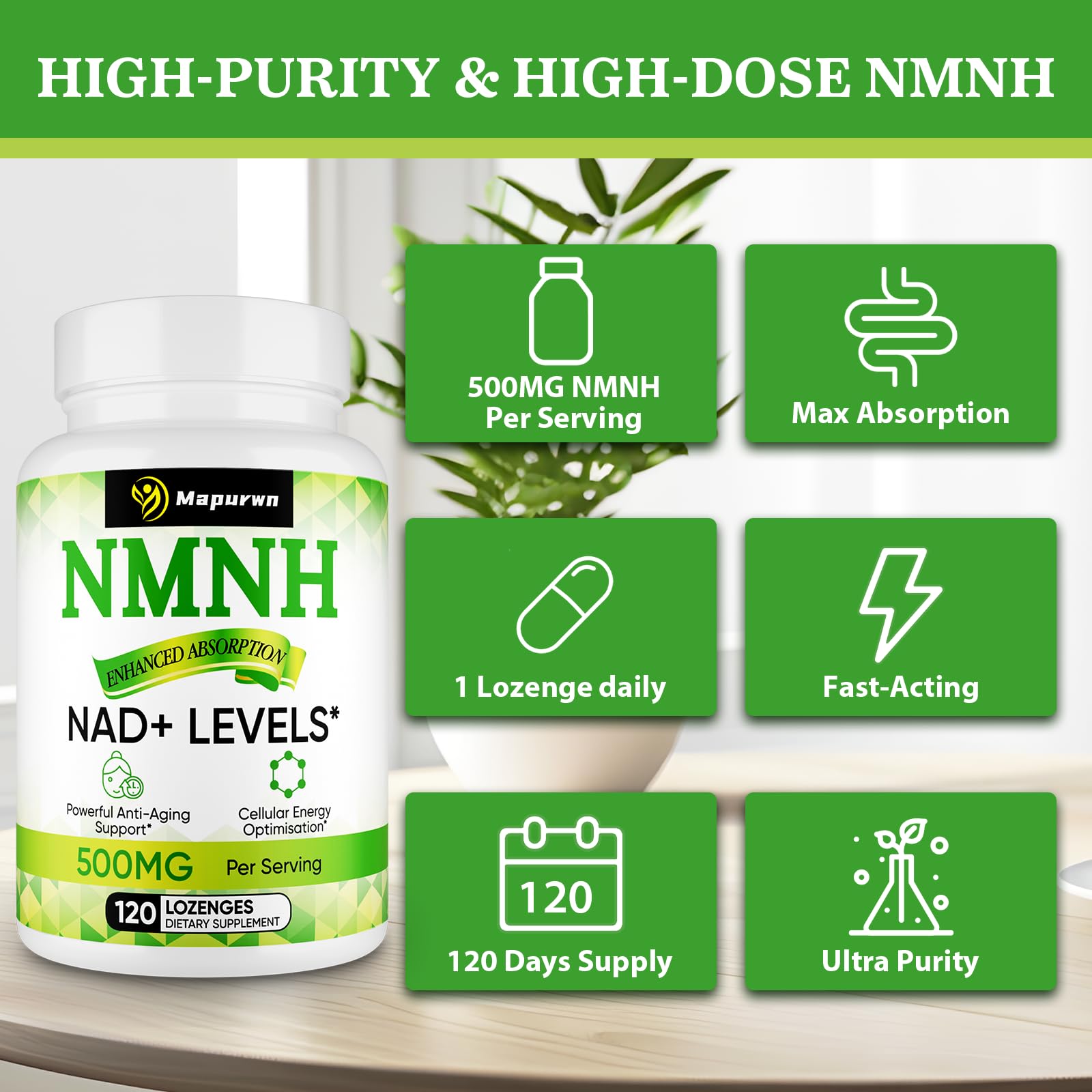 Mapurwn NMNH (Dihydronicotinamide Mononucleotide), NMN Supplement, 500mg per Serving NAD Supplement to Boost NAD+ Levels As We Age for Women & Men, Anti-Aging, Energy, Focus, 120 Count Mapurwn buy supplements canada