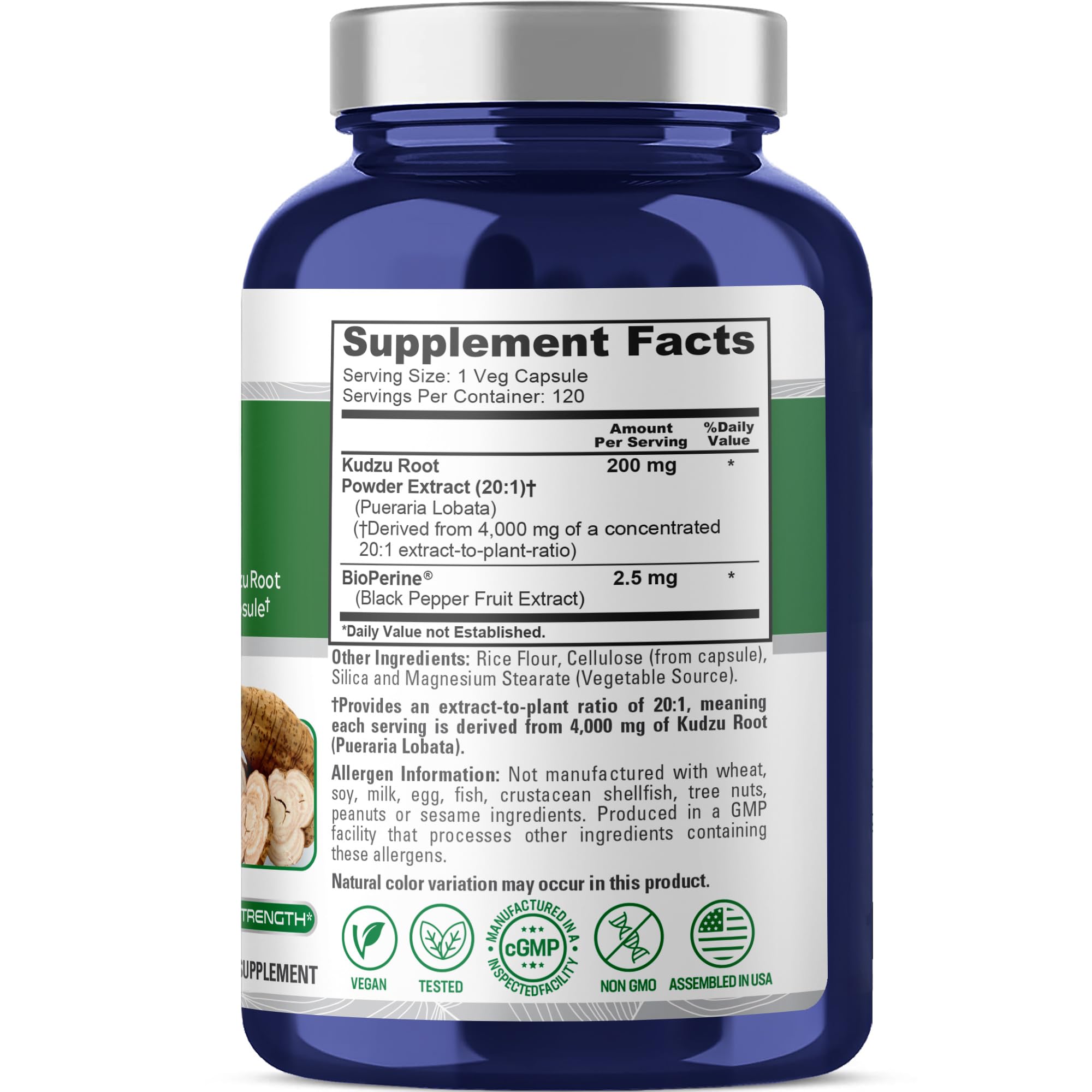 NusaPure Kudzu Root 20:1 Extract, 200 mg Equivalent to 4,000mg - 120 Veggie Capsules (Non-GMO, Vegan, Bioperine) NusaPure buy supplements canada