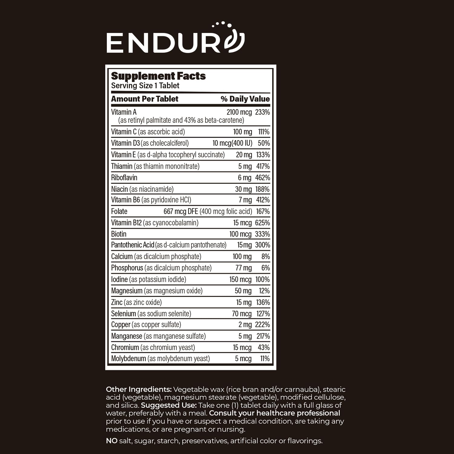 ENDUR-VM - Multivitamin Vitamin A, C, D, E, B12 & Zinc (Without Iron) SR (Sustained Release) 22 Essential Nutrients to Support Overall Wellness for Men & Postmenopausal Women - 150 Tablets Endurance Products buy supplements canada