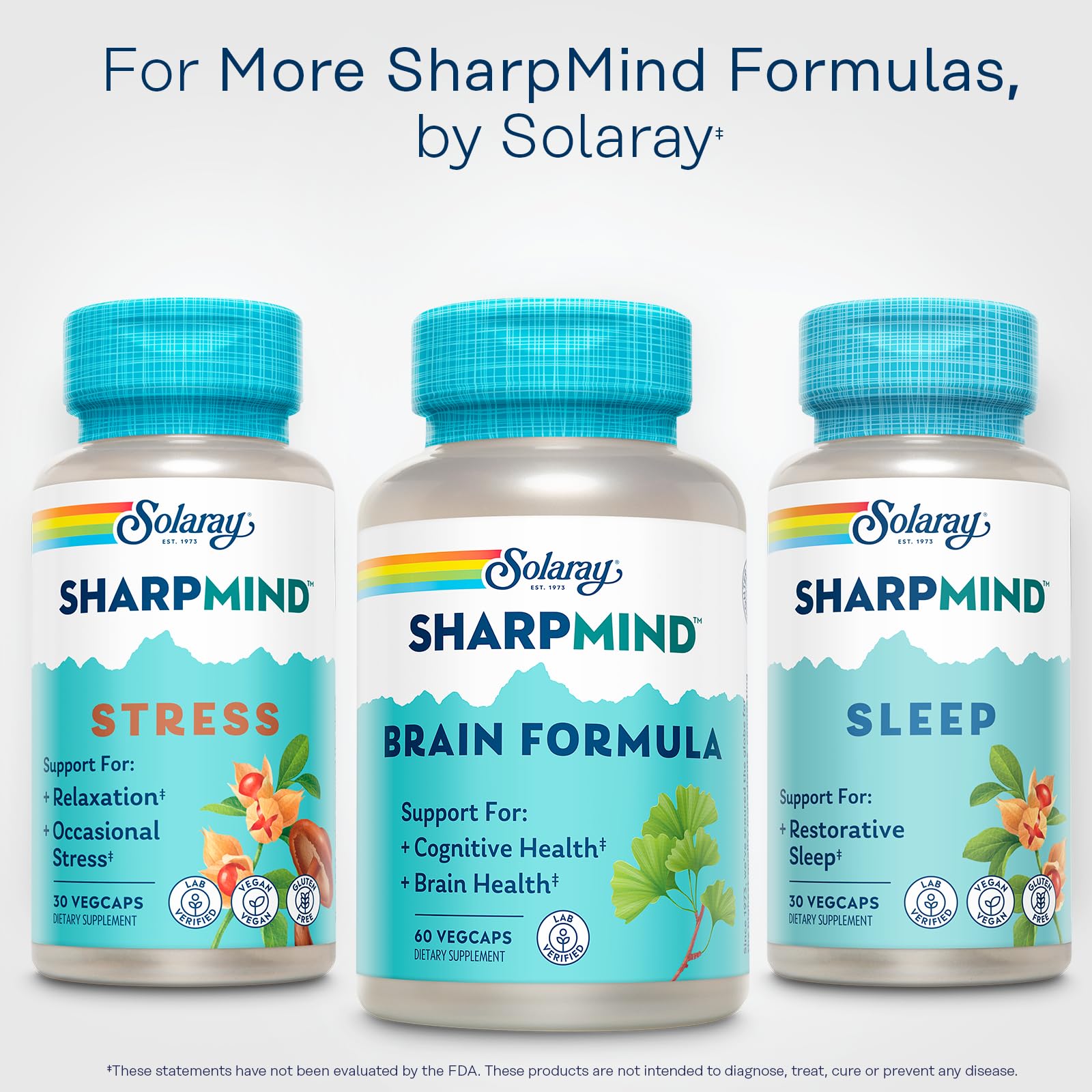SOLARAY SharpMind Brain Support Formula - Nootropic Brain Supplements - Cognitive and Brain Health Support with Ginkgo Biloba - 60-Day Guarantee, 60 Servings, 60 VegCaps SOLARAY buy supplements canada