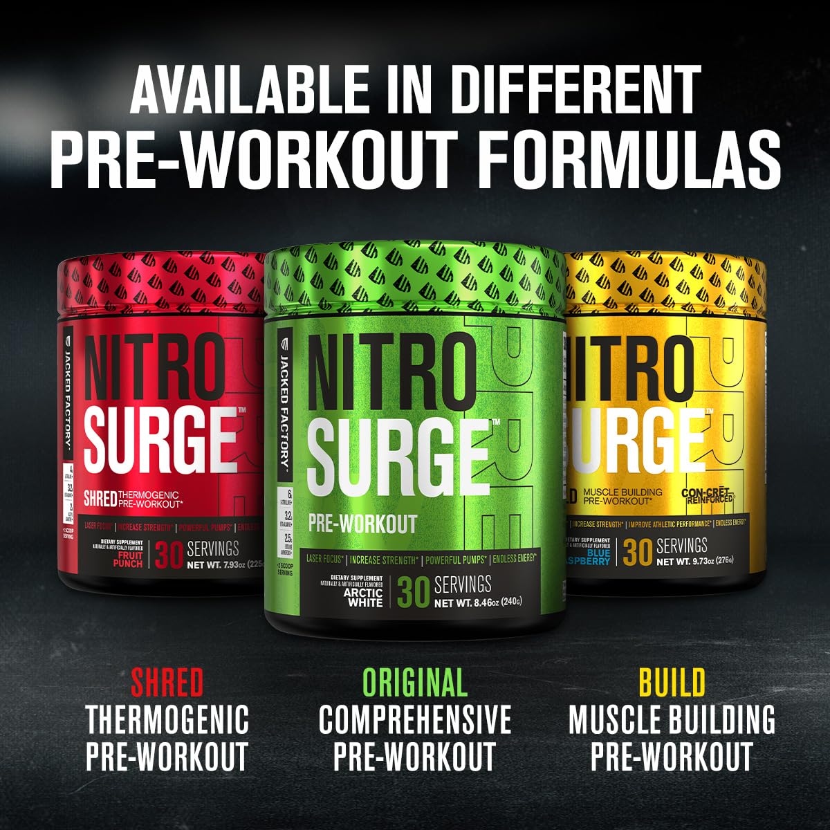Jacked Factory NITROSURGE Shred Pre Workout Supplement - Energy Booster, Instant Jacked Factory buy supplements canada