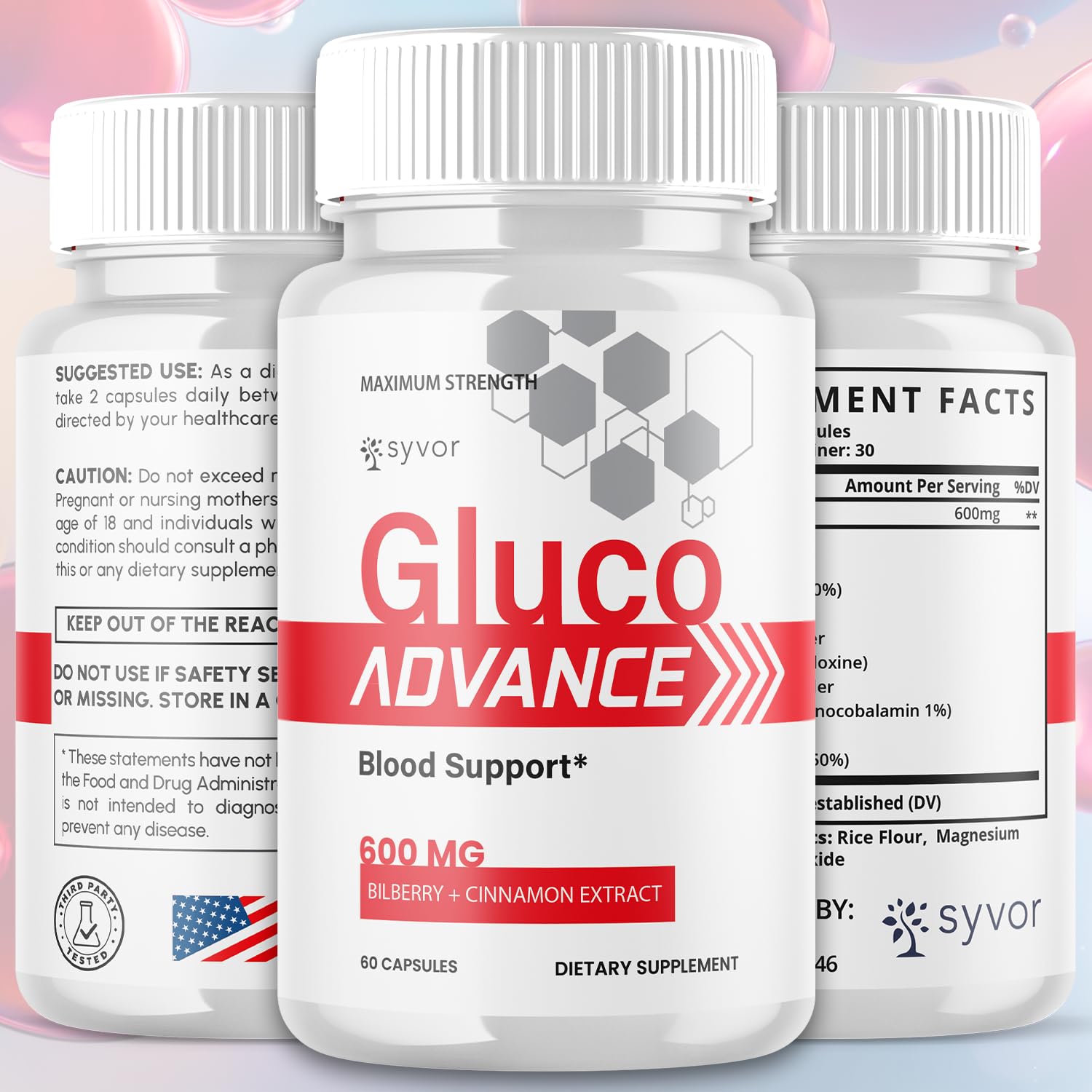 Gluco Advance Capsules, Official Gluco Advance Supplement Pills with All Natural Ingredients, Advanced Formula Supplement with Maximum Strength Premium Vitamins for Women & Men (60 Capsules) Syvor buy supplements canada