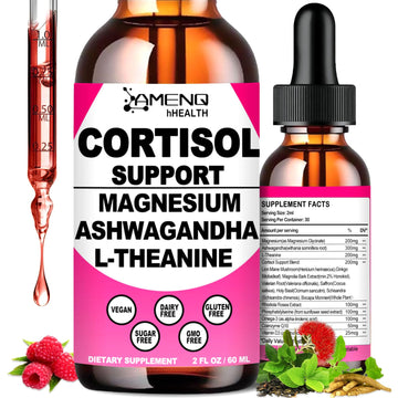 Cortisol Supplement Liquid Drops, 17-in-1 Cortisol Reducer w. Ksm-66 Ashwagandha Theanine Rhodiola Rosea Magnesium Phosphatidylserine, Hormone Balanced & Lower Cortisol for Women Calm* Relaxation AMENQ hHEALTH buy supplements canada