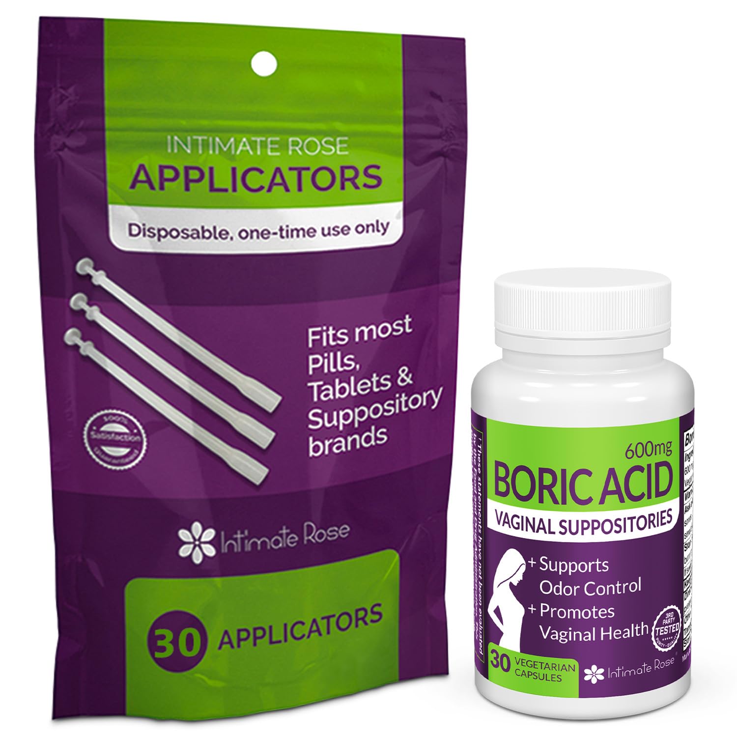 Intimate Rose Boric Acid Vaginal Suppositories - 30 Count (600mg) + 30 Applicators - Feminine Balance, Vaginal Odor, Promote Vaginal Health Intimate Rose buy supplements canada