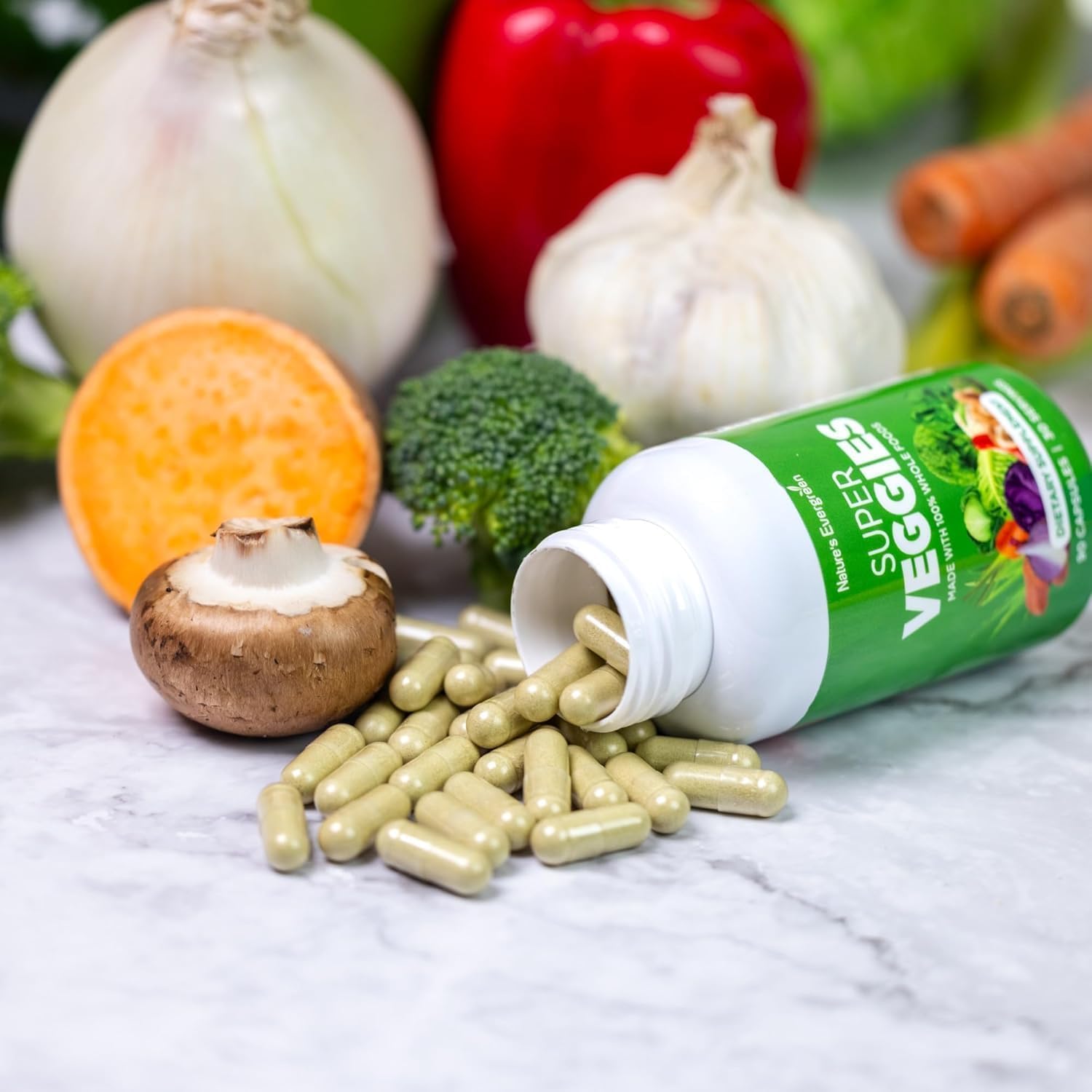 Fruits and Veggies Supplement - Nature Fruits and Vegetables Supplements - Vegan, Non GMO, Soy Free, Superfood Vitamins & Minerals Nutritional Balance - (Total 180 Capsules - Pack of 2) Made in USA Nature's Evergreen buy supplements canada