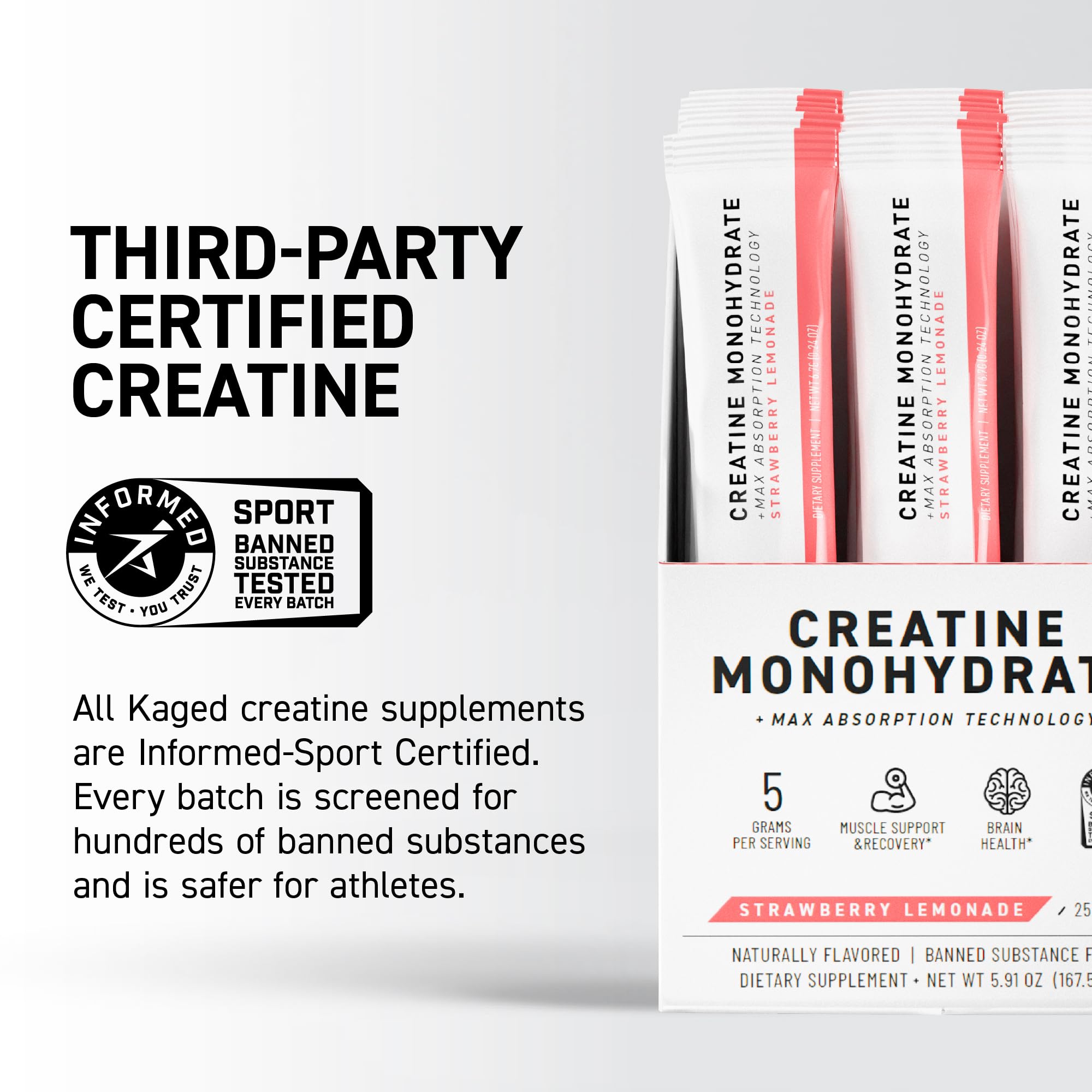Kaged Creatine Monohydrate + Max Absorption Technology | Micronized Powder Stick Packs | Strawberry Lemonade | Muscle Building & Recovery | Brain Health Kaged buy supplements canada