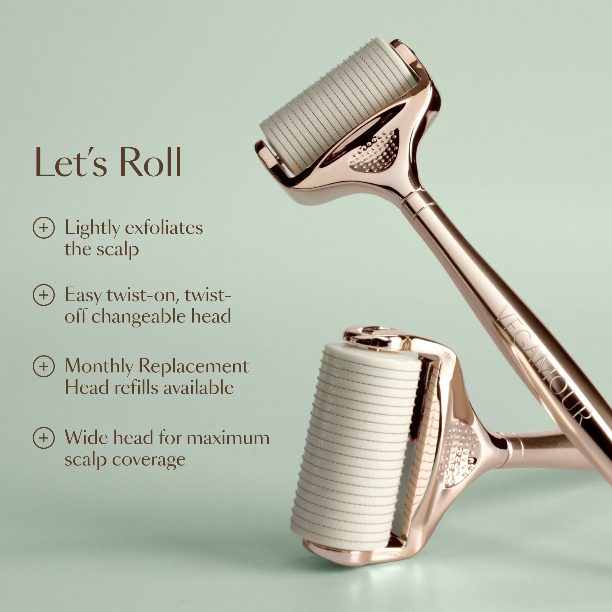 VEGAMOUR GRO+ Advanced Dermaroller Replacement Head | 1,200 Microneedle 0.25mm Scalp Tool | Gently Exfoliates the Scalp | (No Handle, Replacement Head Only) VEGAMOUR buy supplements canada