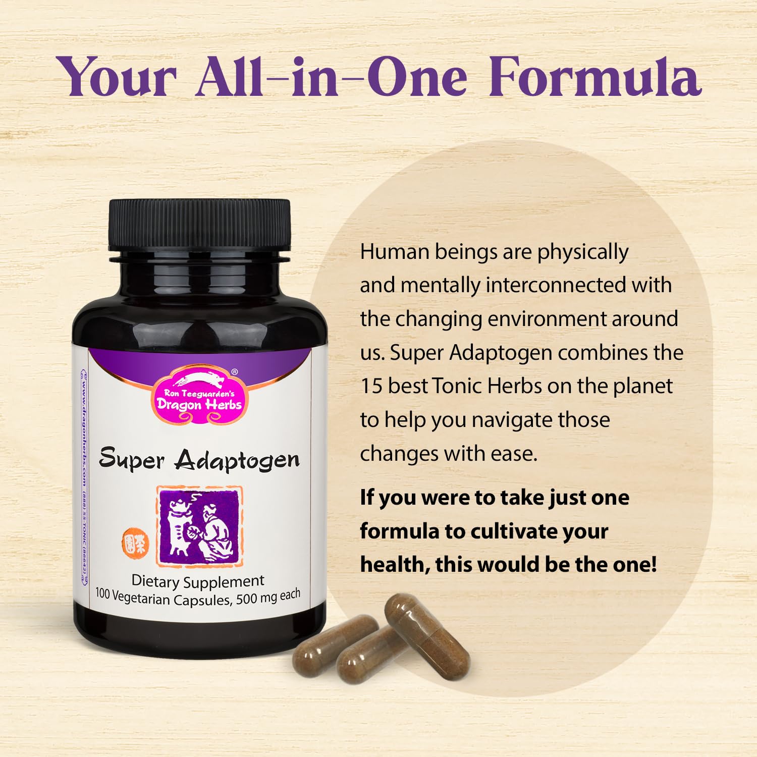 Dragon Herbs Super Adaptogen | All Natural Supplement to Support Well-Being, Mood, Immune Function, Strong Adaptive Response | All Natural Ingredients, Non-GMO (100 Capsules, 500 mg Per Capsule)” Dragon Herbs buy supplements canada