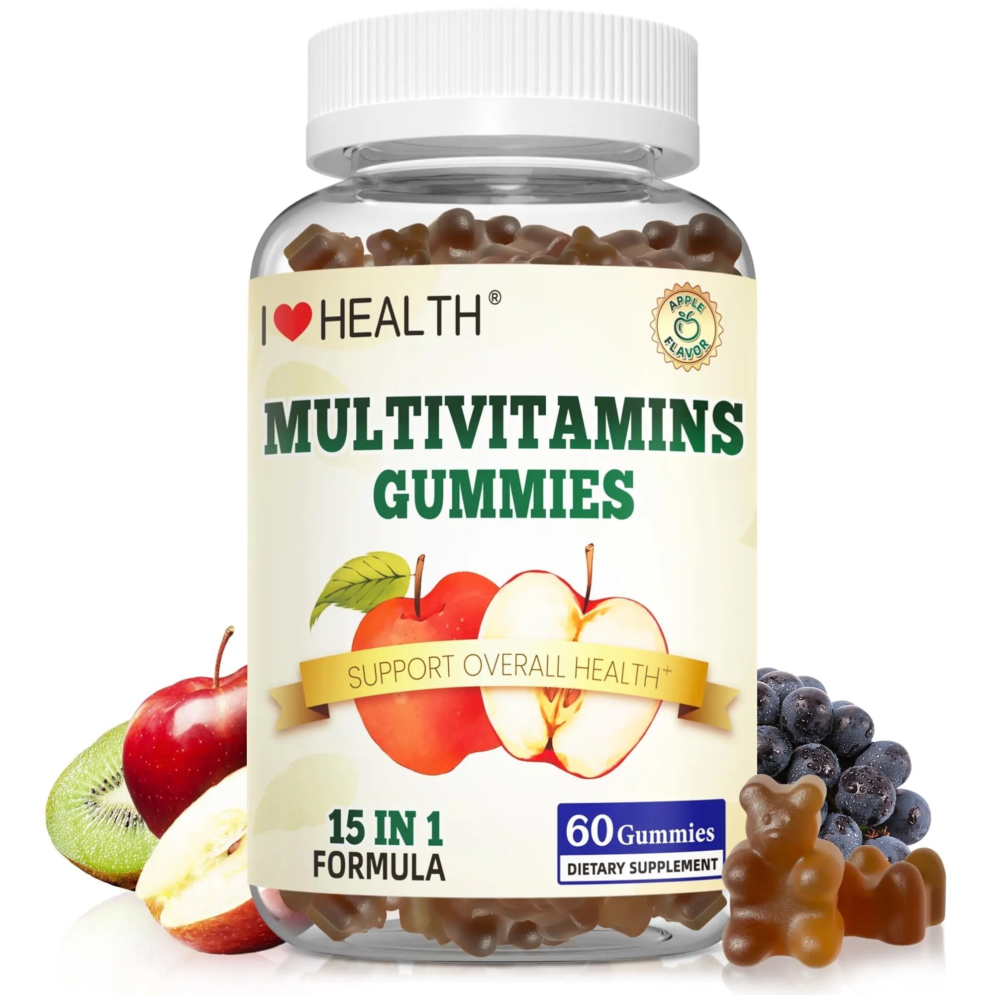 I LOVE HEALTH® 15-in-1 Multivitamin Gummies for Adults & Kids - Enhanced Formula with Vitamin A, C, D3, E, B12, Zinc, Magnesium & More I LOVE HEALTH buy supplements canada