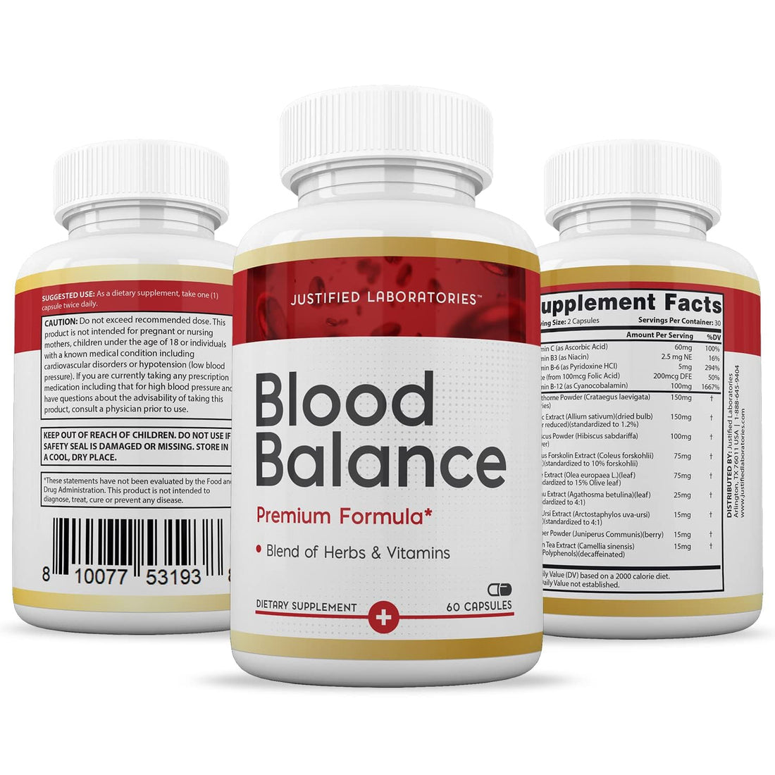 (3 Pack) Blood Balance Advanced Formula 688MG Supplement Pills 180 Capsules Justified Laboratories buy supplements canada