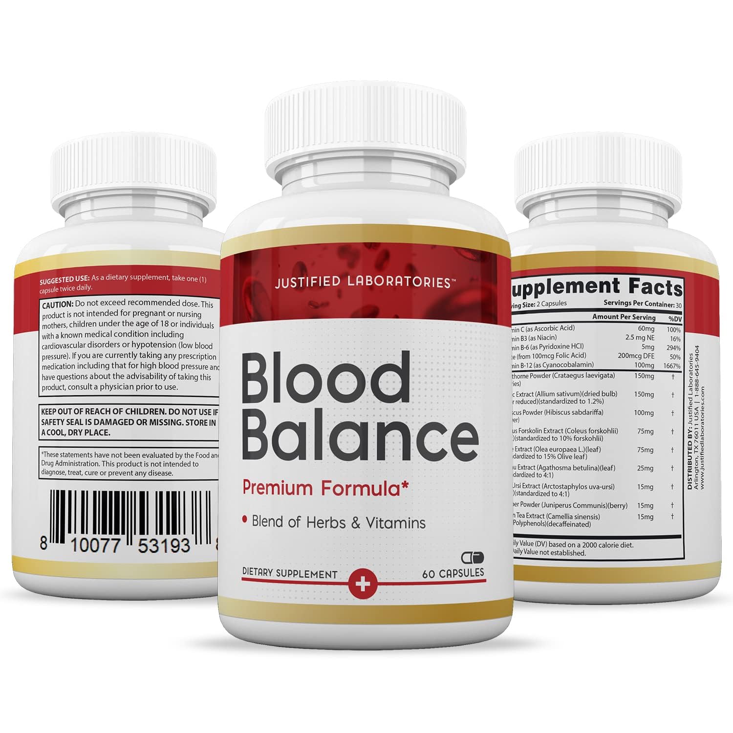 (3 Pack) Blood Balance Advanced Formula 688MG Supplement Pills 180 Capsules Justified Laboratories buy supplements canada