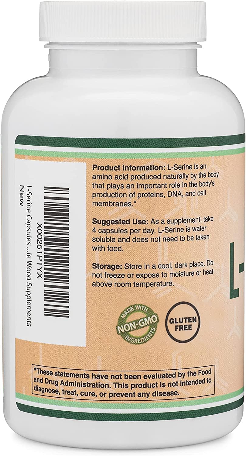 L-Serine Capsules (Third Party Tested) - 2,000mg Servings Used in Clinical Study, 180 Count, 500mg per Capsule (L Serine Amino Acid for Serotonin Production and Brain Support) by Double Wood Double Wood Supplements buy supplements canada