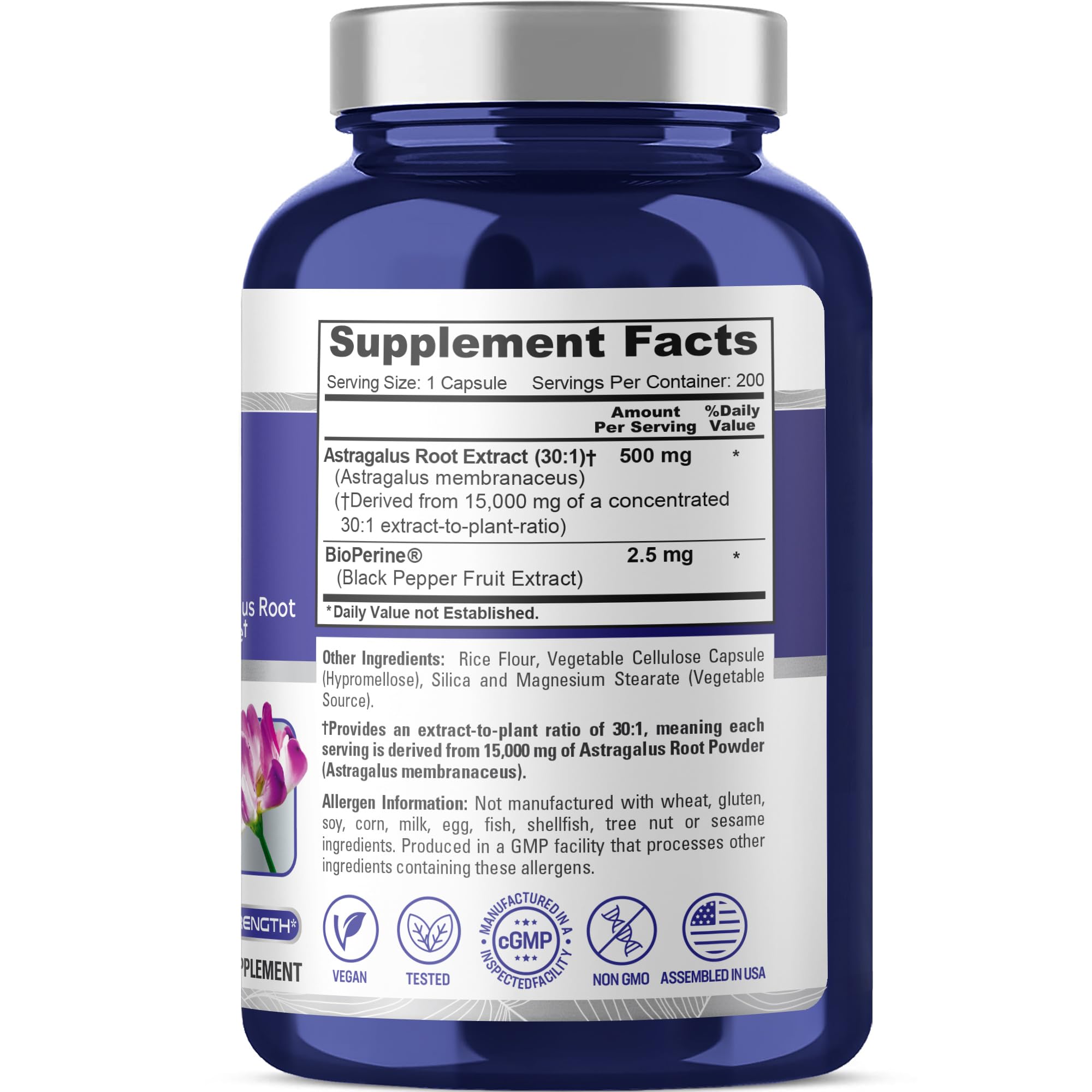 NusaPure Astragalus Root 30:1 Extract, 500 mg Equivalent to 15,000 mg 200 Veg Caps Suitable for Vegetarians and Vegans, Non-GMO NusaPure buy supplements canada
