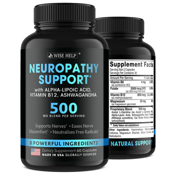 Neuropathy Support Natural Nerve Discomfort Relief - Made in USA - Nerve Antioxidant for Trigeminal Neuralgia, Diabetic & Peripheral Neuropathy - Hands, Neck, Feet & Toes Treatment Formula - 60 Caps WISEHELP buy supplements canada