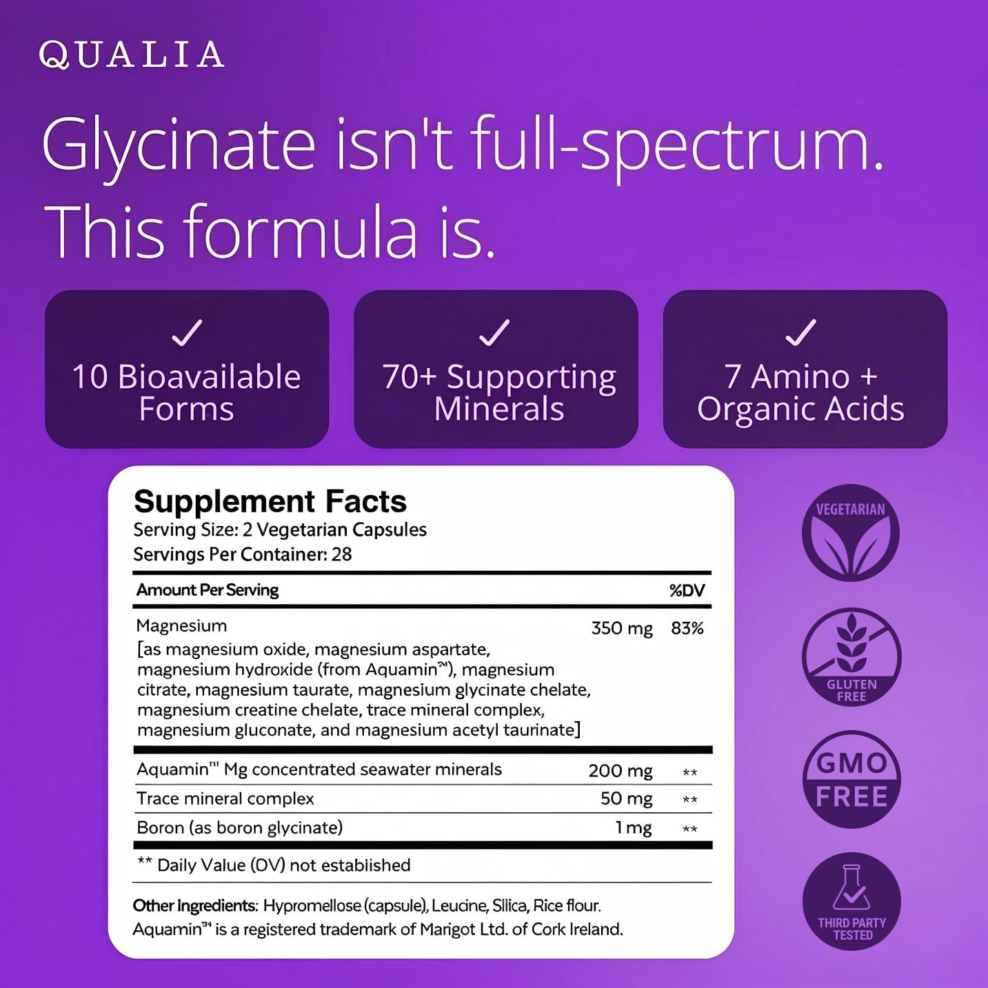 Qualia Magnesium+ | Doctor-Formulated. Premium Formula | High Bioavailability | 10 Forms of Magnesium & 70+ Minerals | Relaxed Mood, restful Sleep QUALIA LIFE SCIENCES buy supplements canada