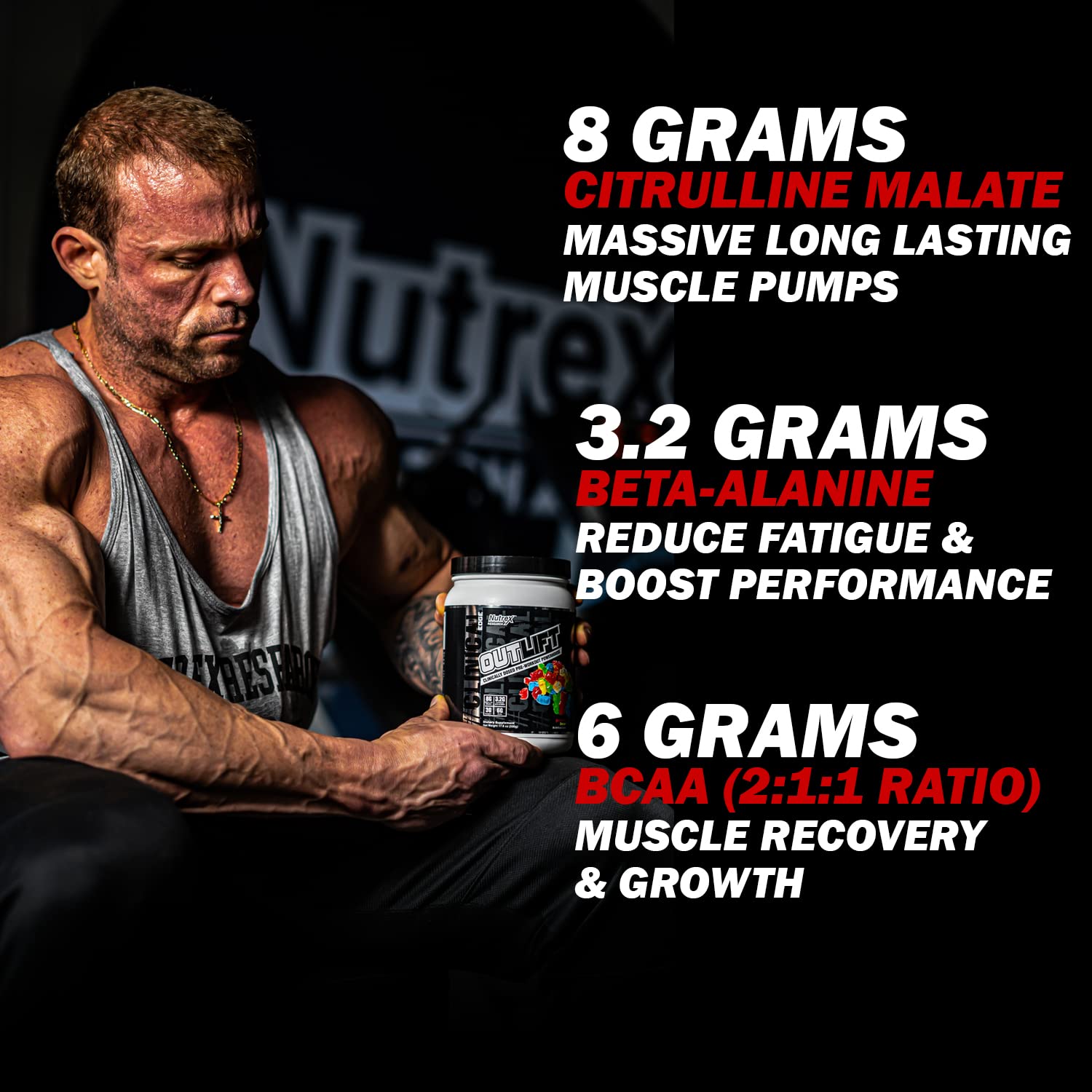 Nutrex Outlift Clinically Dosed Pre Workout Powder with Creatine, 8G Citrulline, BCAA Nutrex Research buy supplements canada