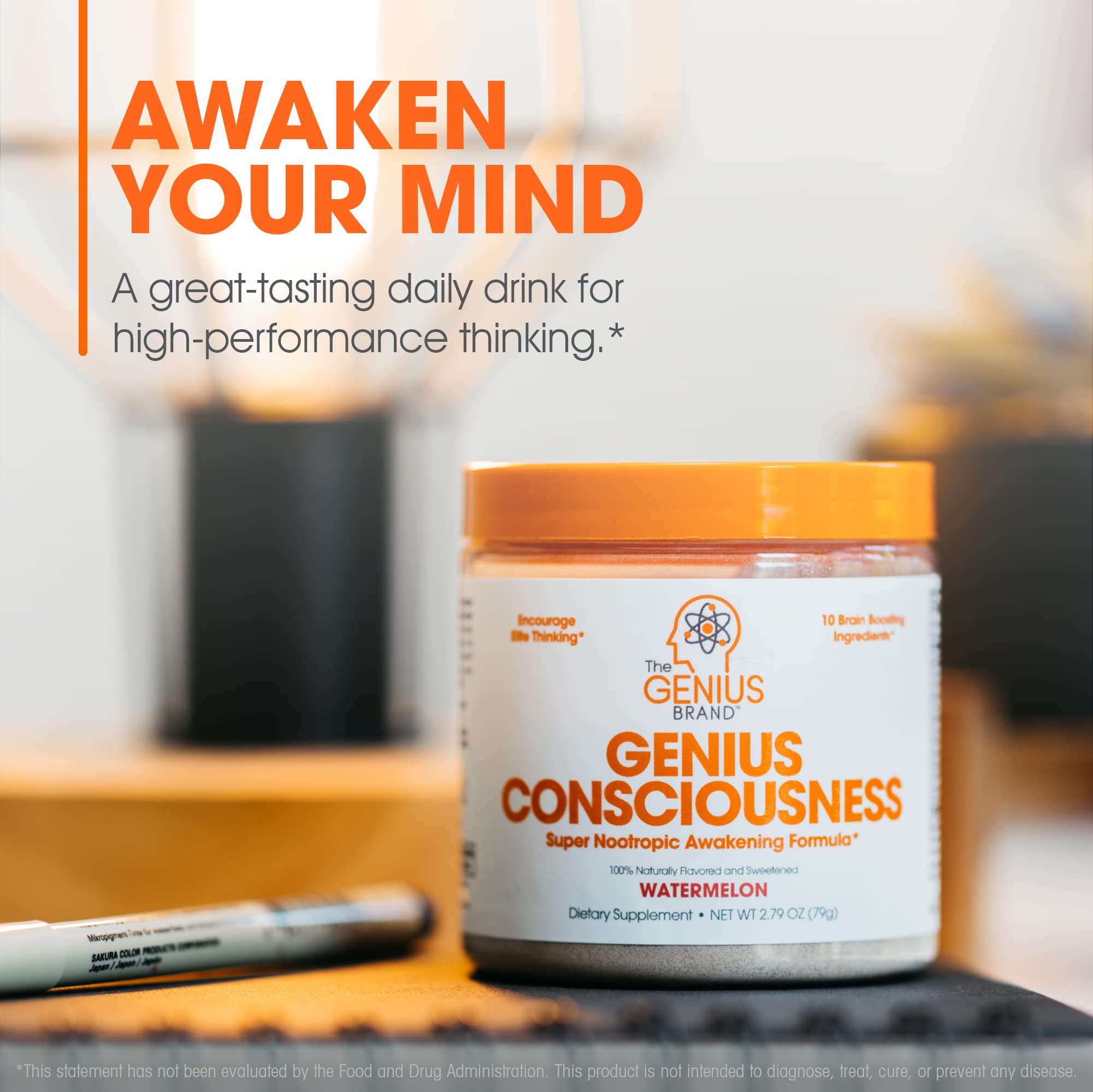 Genius Consciousness, Super Nootropic Brain Supplement Powder, Watermelon The Genius Brand buy supplements canada