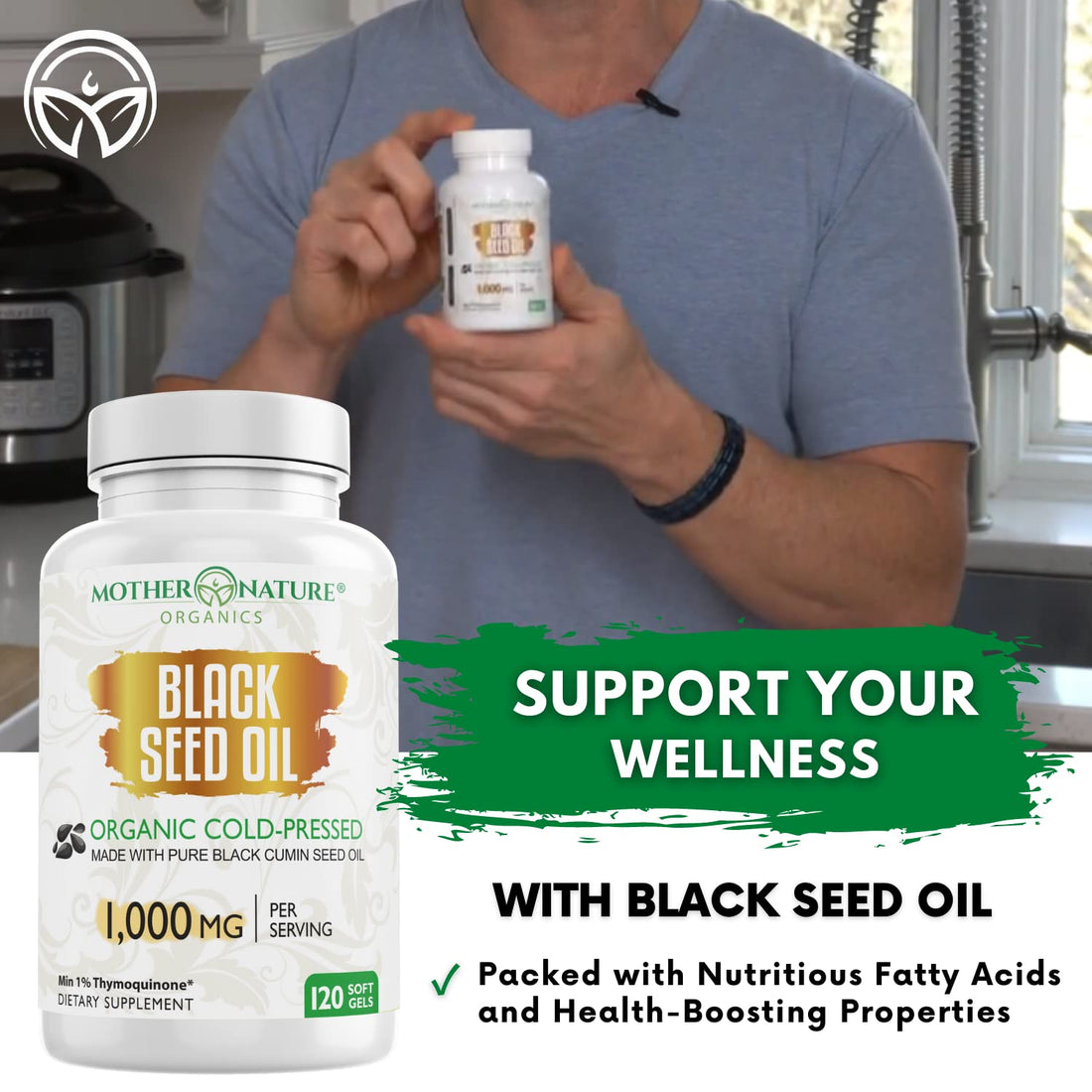 Black Seed Oil Capsules - 120 Count (Organic, Non-GMO Liquid) Premium Cold Pressed Mother Nature Organics Superfoods For Organic Living buy supplements canada