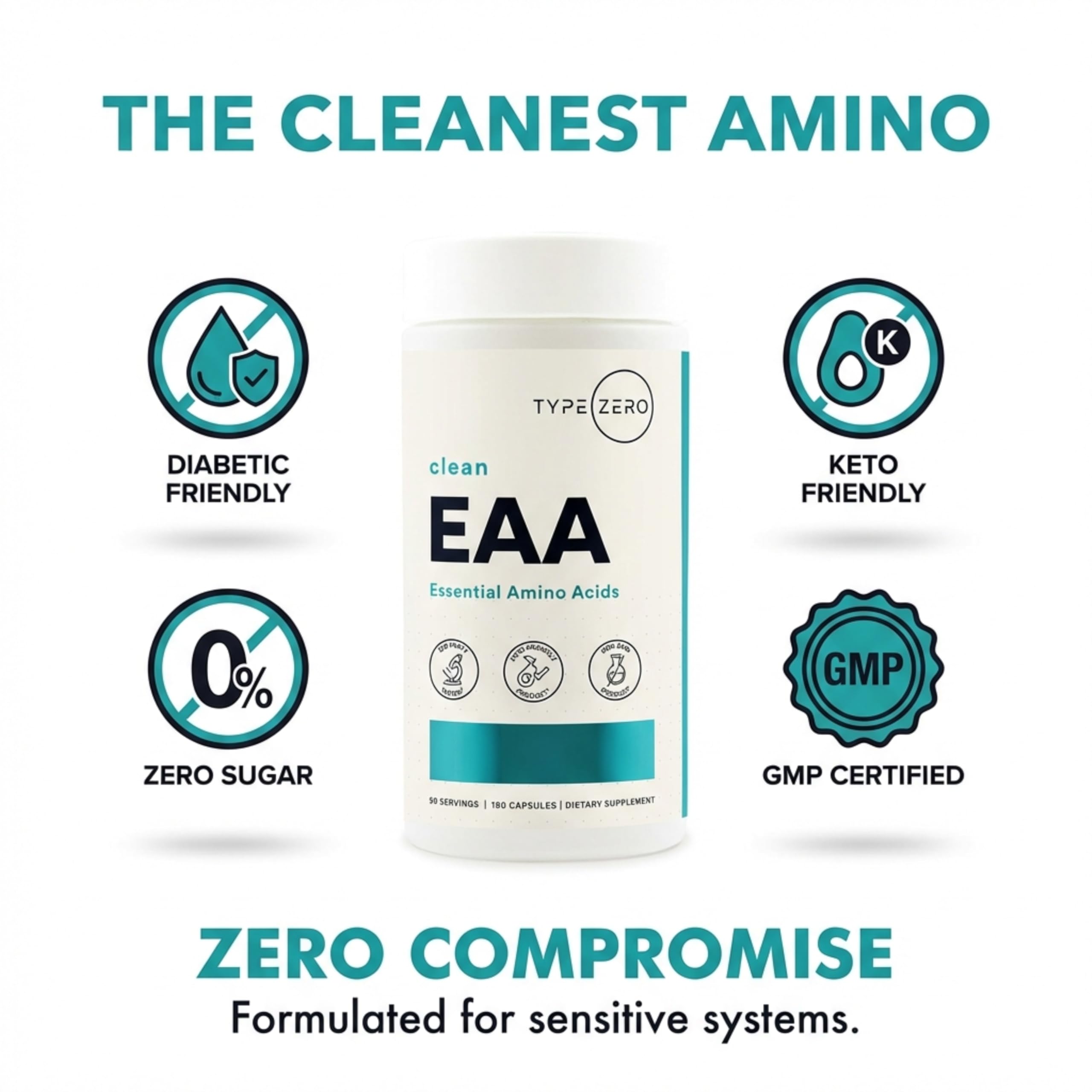 Type Zero Clean EAA Capsules (1,200mg per Serving), Essential Amino Acids Supplement with 9 EAAs, 180 Capsules, 90 Servings Type Zero buy supplements canada