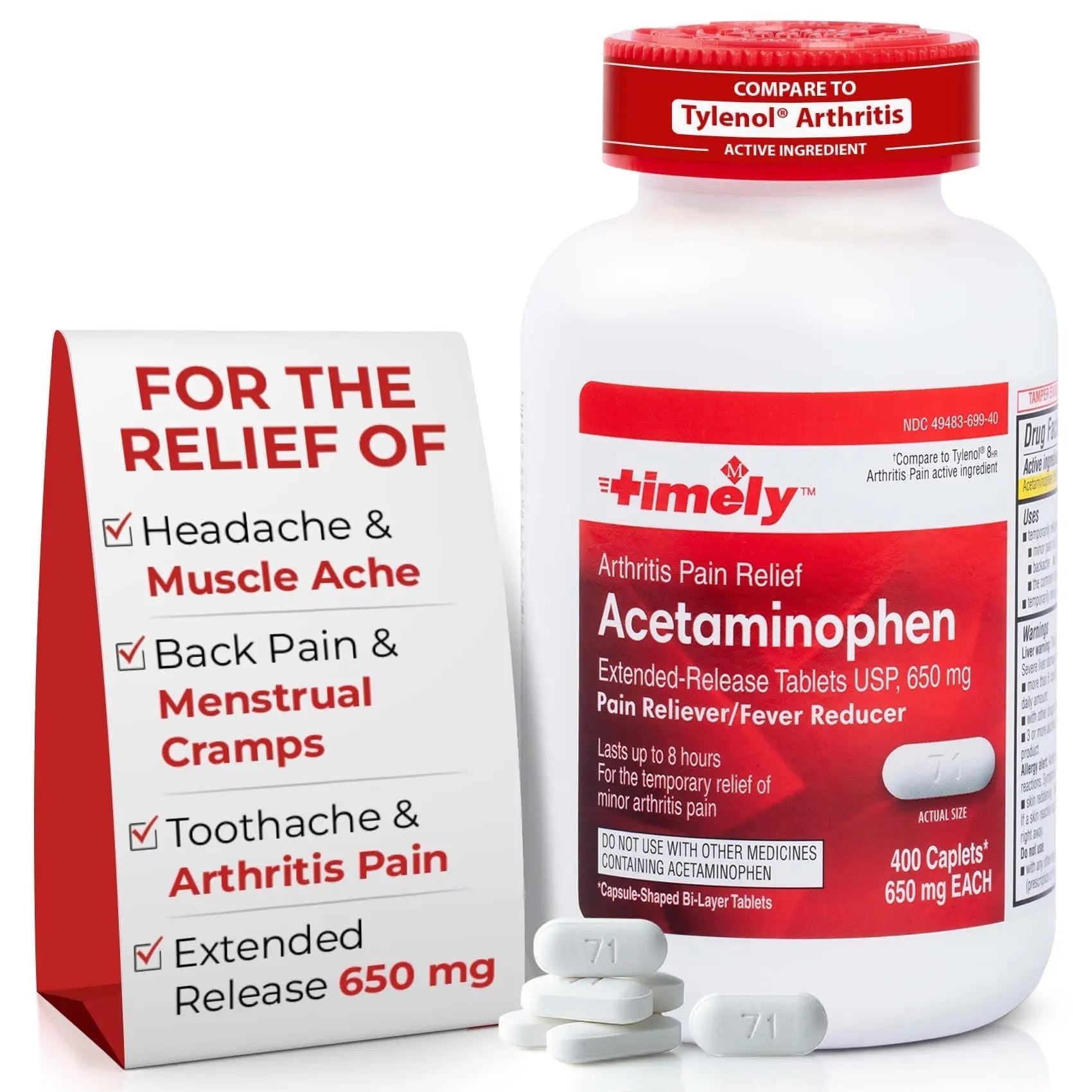 TIME-Cap Labs 400 Caplets Extended Release Acetaminophen 650mg - Pain Reliever & Fever Reducer for Adults, Helps with Headaches, Backaches, Muscle Pain, Toothaches, Arthritis & Menstrual Cramps TIME-CAP LABS, INC. buy supplements canada