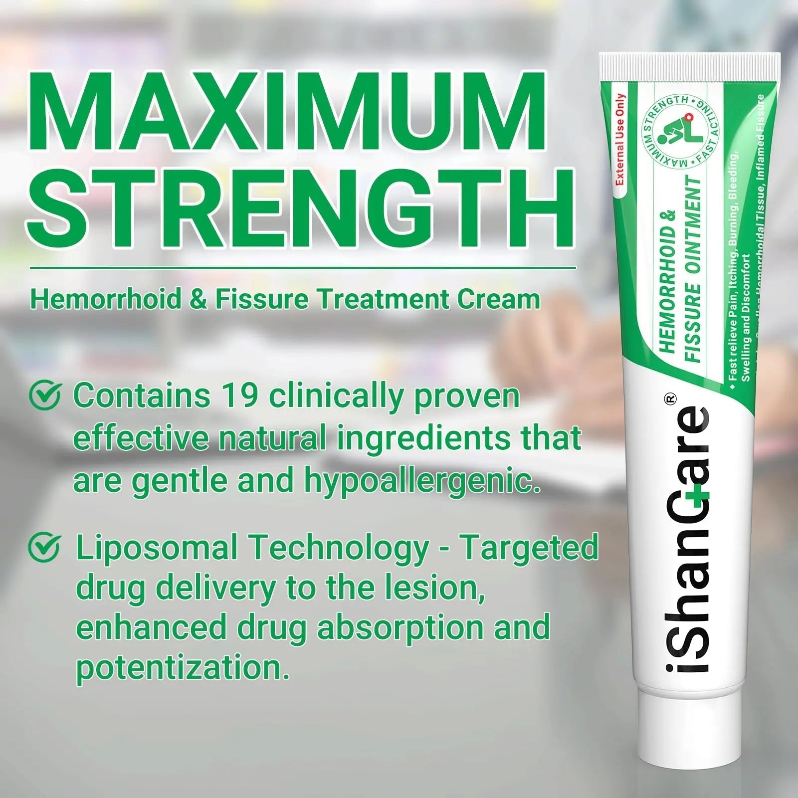 ishancare Hemorrhoid Cream, Hemorrhoid & Fissure Treatment Ointment Extra Strength, Relief Anal Pain, Itching, Bleeding, Swelling, Discomfort, Natural Herbs Fast Acting Ingredients, Contains Vitamin E ishancare buy supplements canada