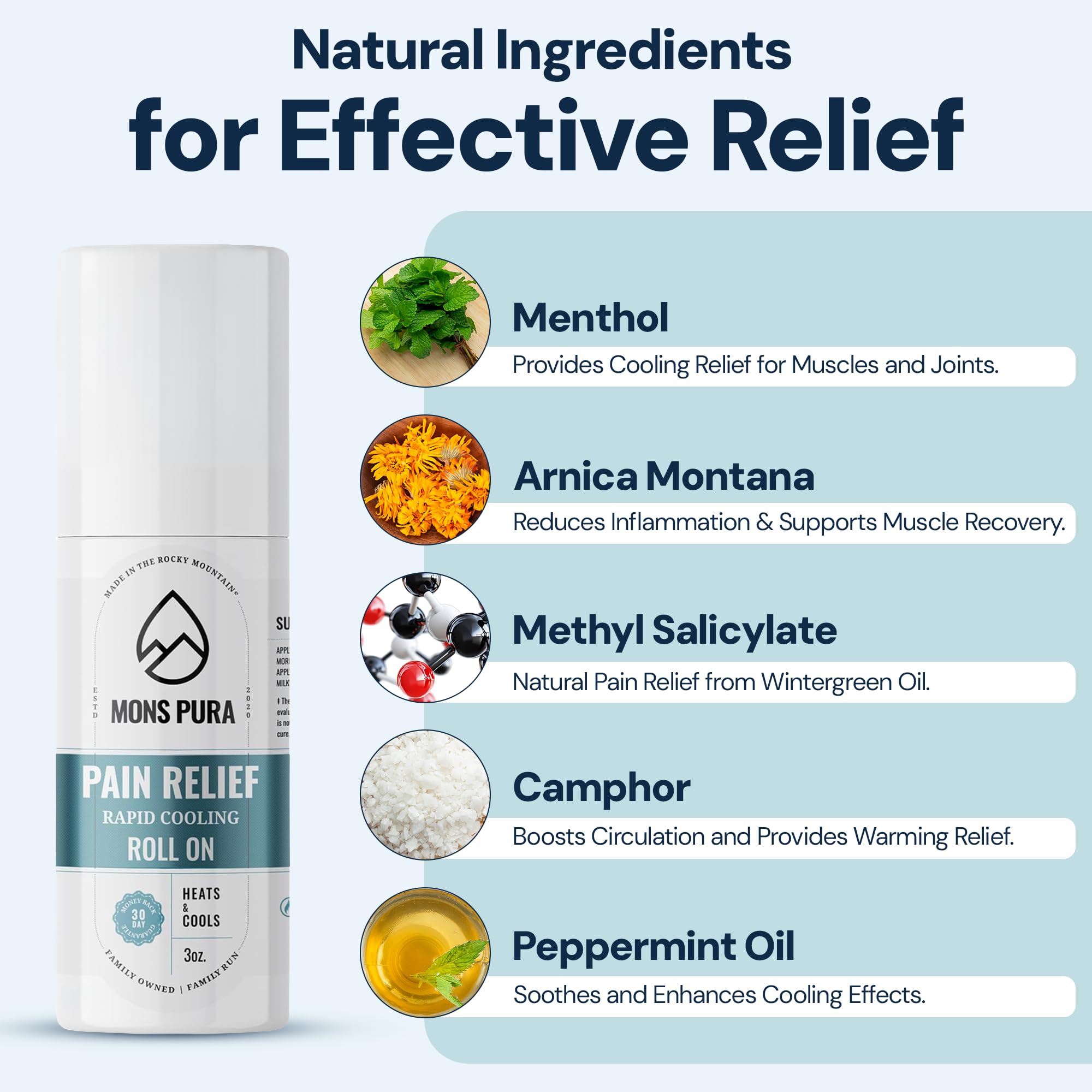 Mons Pura Roll On Pain Relief with Menthol, Arnica, Rosemary & Essential Oils - Extra Strength Arnica Roll On Fast Cooling Muscle & Joint Relief for Arthritis, Back Pain & Sciatica (3oz) Mons Pura buy supplements canada