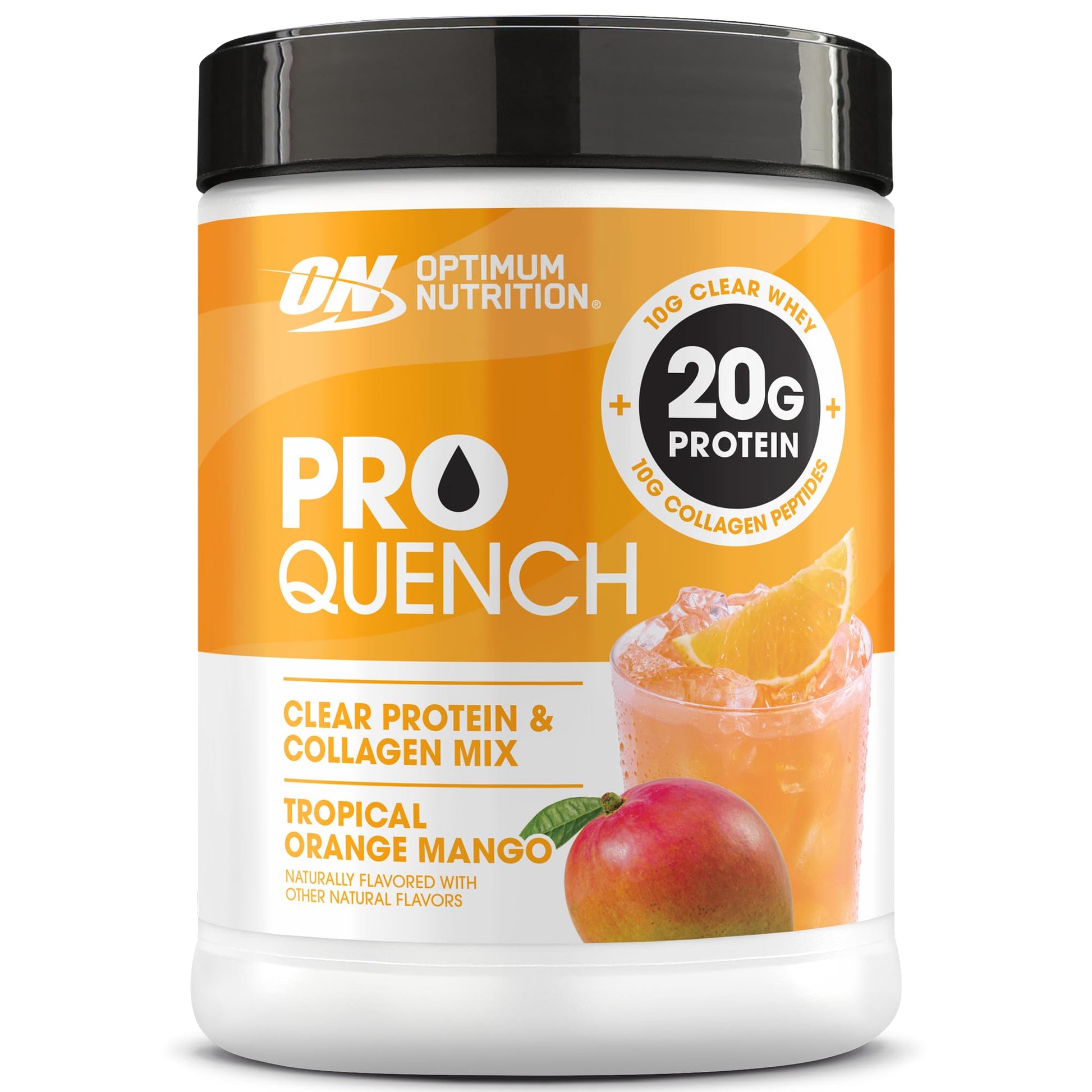 Optimum Nutrition Pro Quench, 10g Clear Protein, 10g Collagen peptides & Electrolyte Powder Drink Mix, Tropical Orange Mango, 20 Servings, Optimum Nutrition buy supplements canada