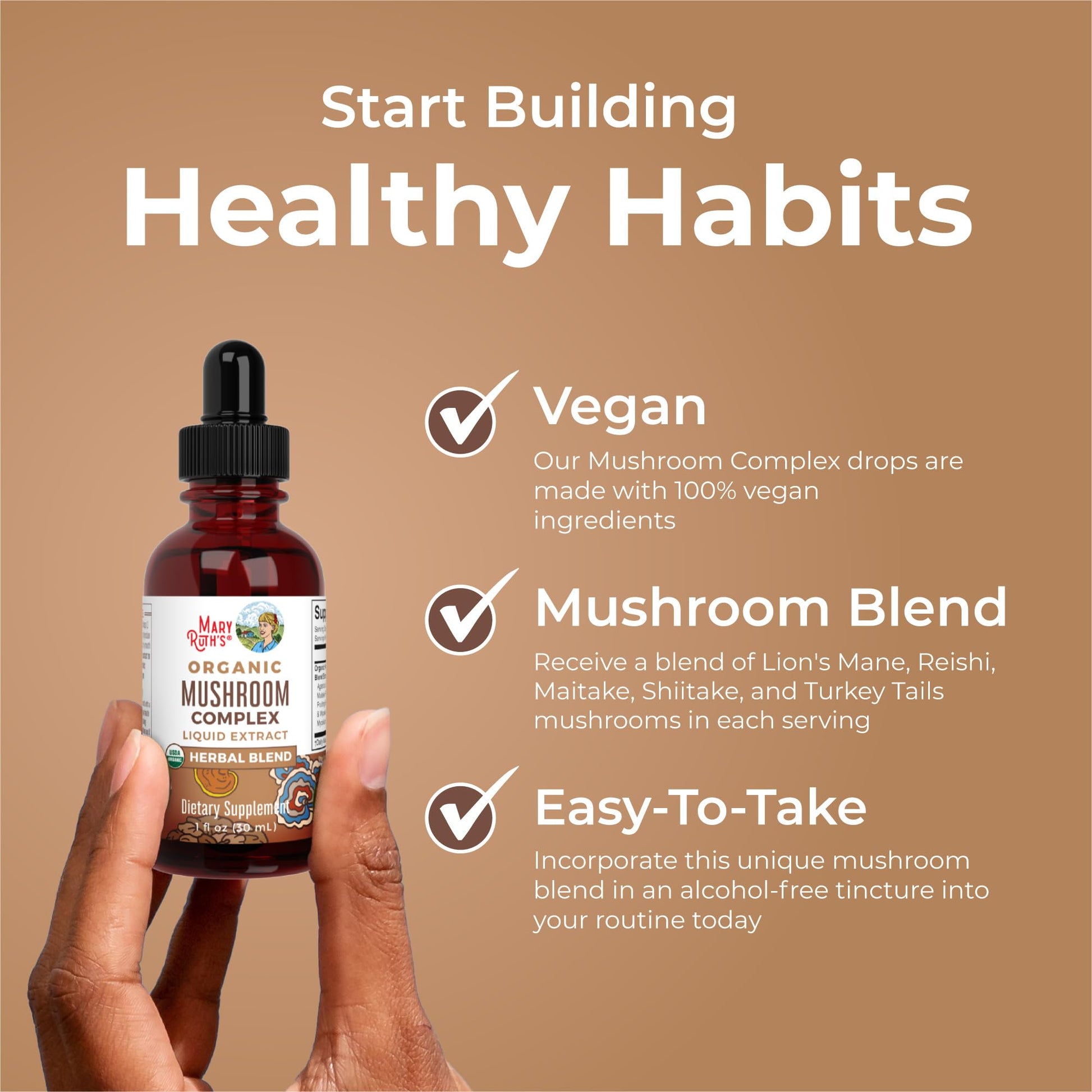 MaryRuth's Mushroom Complex | Lion's Mane | Turkey Tail | Reishi Mushroom | Shiitake Mushrooms | Alcohol Free | Mushroom Blend | Organic | Non-GMO | Vegan | 30 Servings MARYRUTH'S buy supplements canada