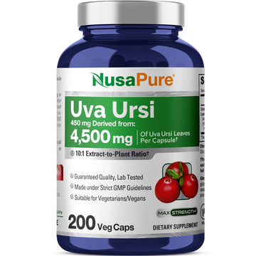 NusaPure Uva Ursi 10:1 Extract, 450 mg Equivalent to 4,500mg 200 Vegetarian caps (Non-GMO, Vegan) Bearberry NusaPure buy supplements canada