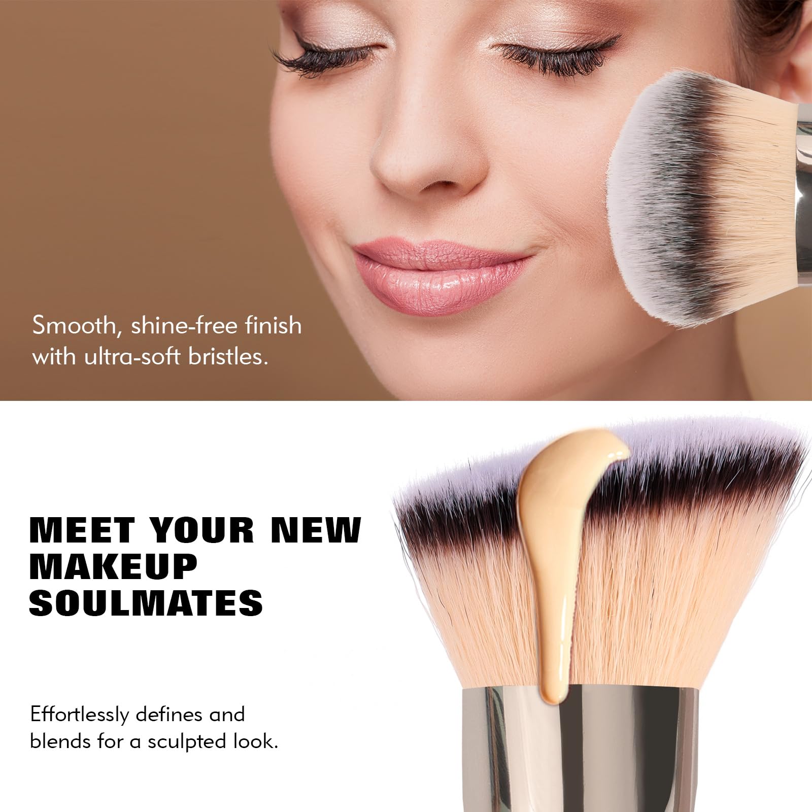 Dual-Ended Foundation Brush: Round & Angled Pro-Grade makeup brushes, 100% Vegan Synthetic Makeup Brush for Flawless Blending and Application of Liquid, Powder, Cream, Blush dpolla buy supplements canada